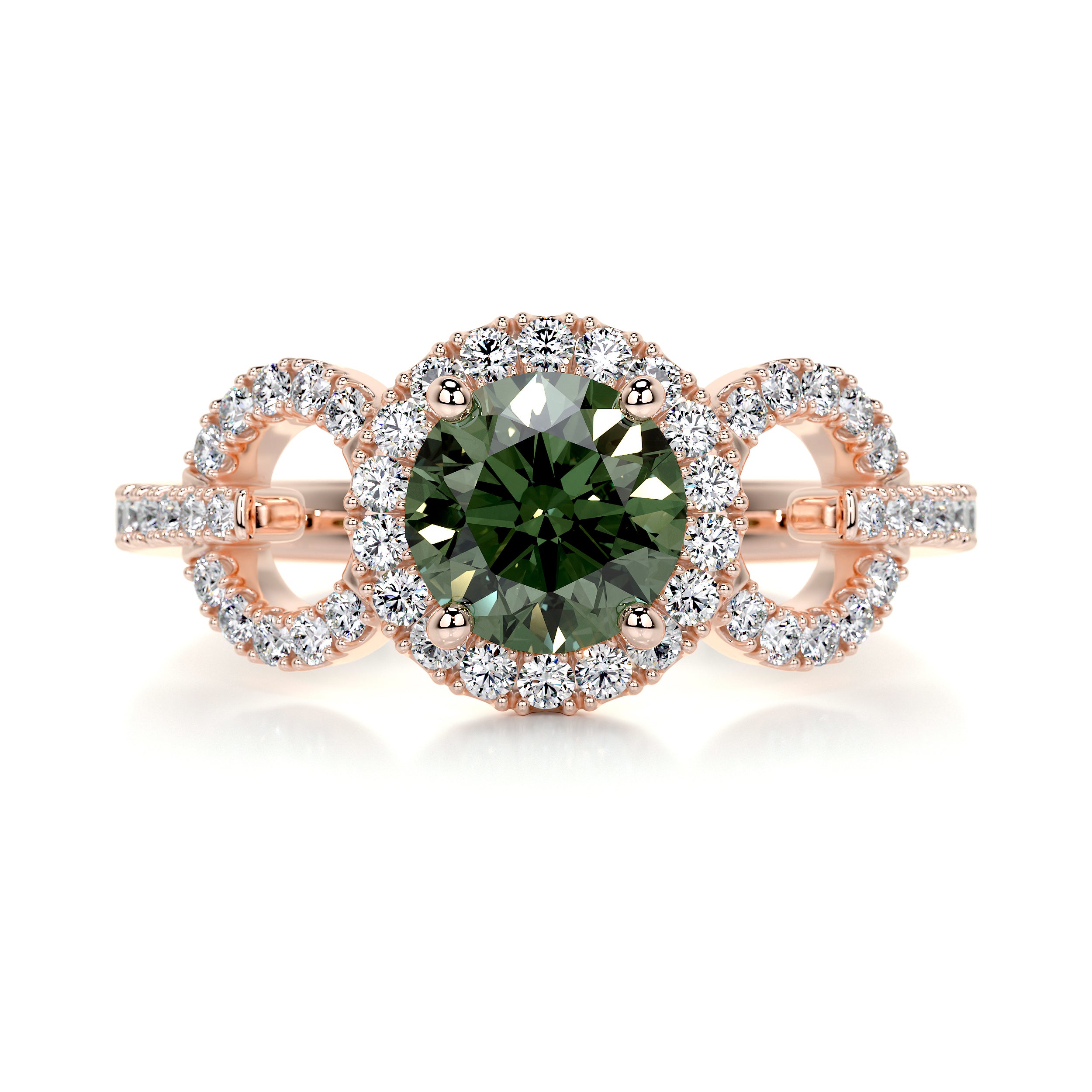 Elize Green Gemstone & Diamonds Ring (1.25 Carat) -14K Rose Gold、mySite、hinf8tx79