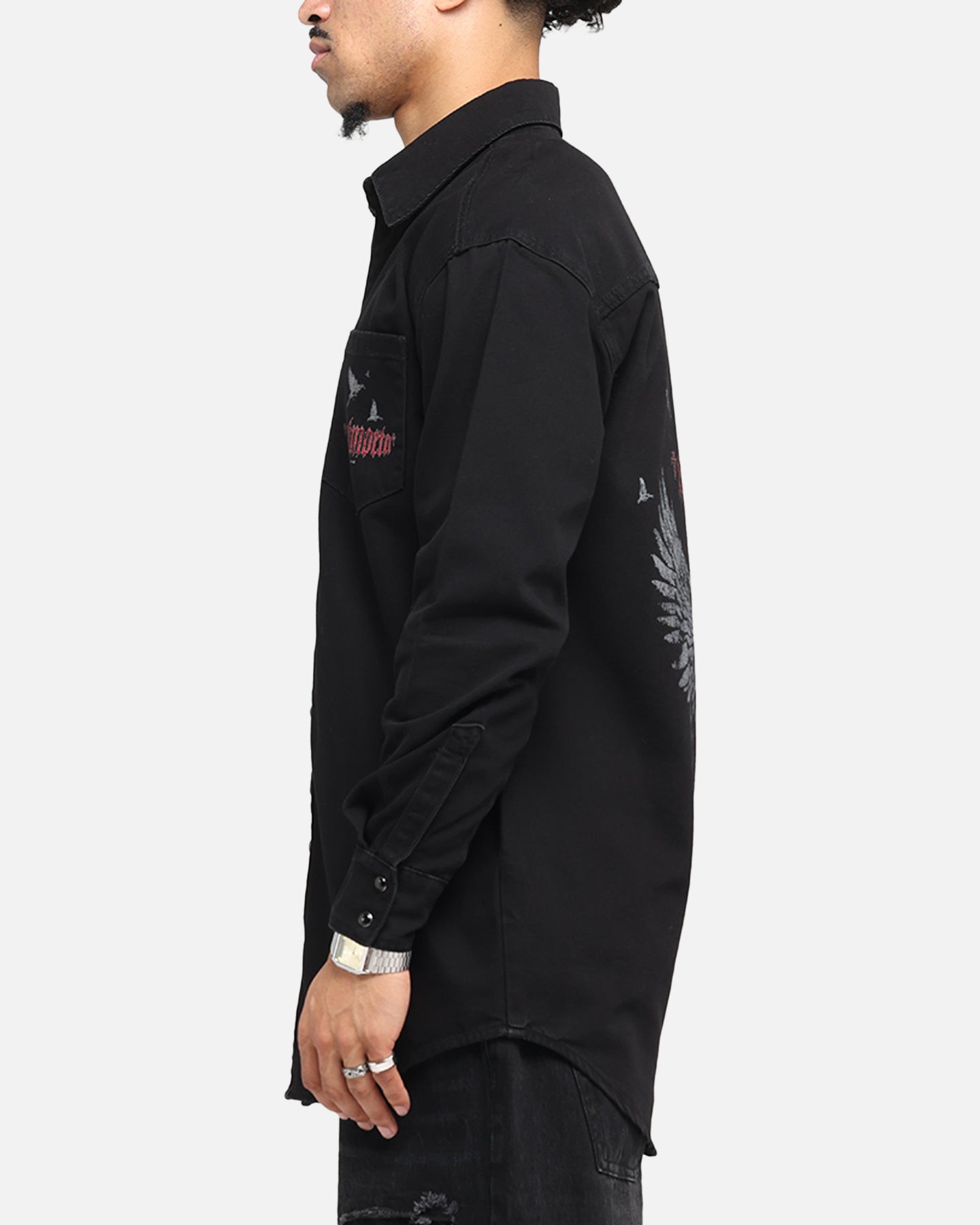 Saint Morta Amorafti Long Sleeve Denim Shirt Black Shadow、mySite、zt4zffjzw