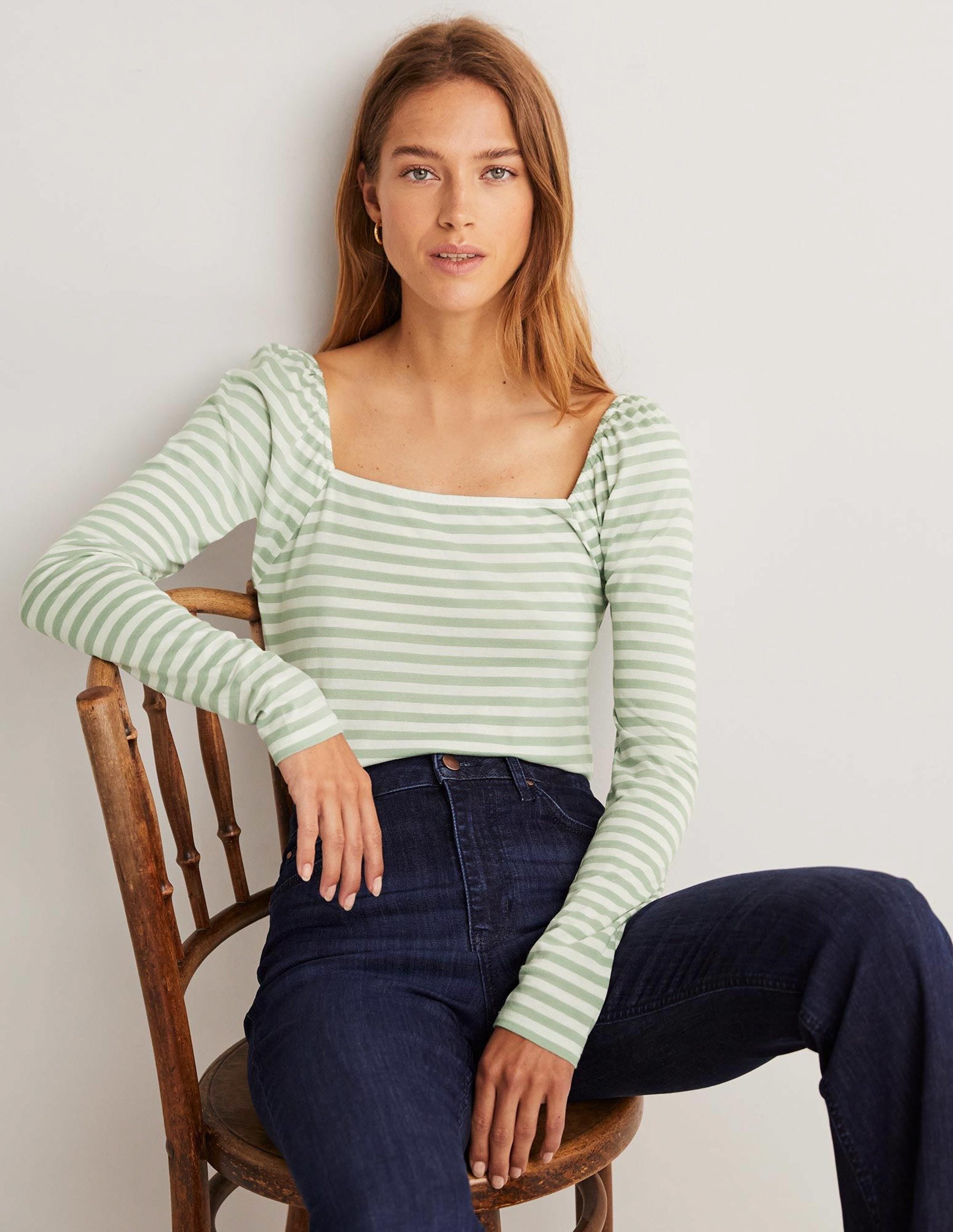  Square Neck Jersey Top-Jadeite Green、mySite、ashleygrahame