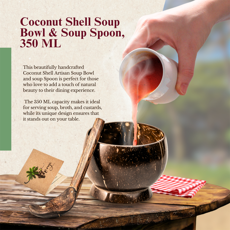 Coconut Bowl & Spoon Set | Brown | Set of 2 | 350 ml、mySite、camillekostekn