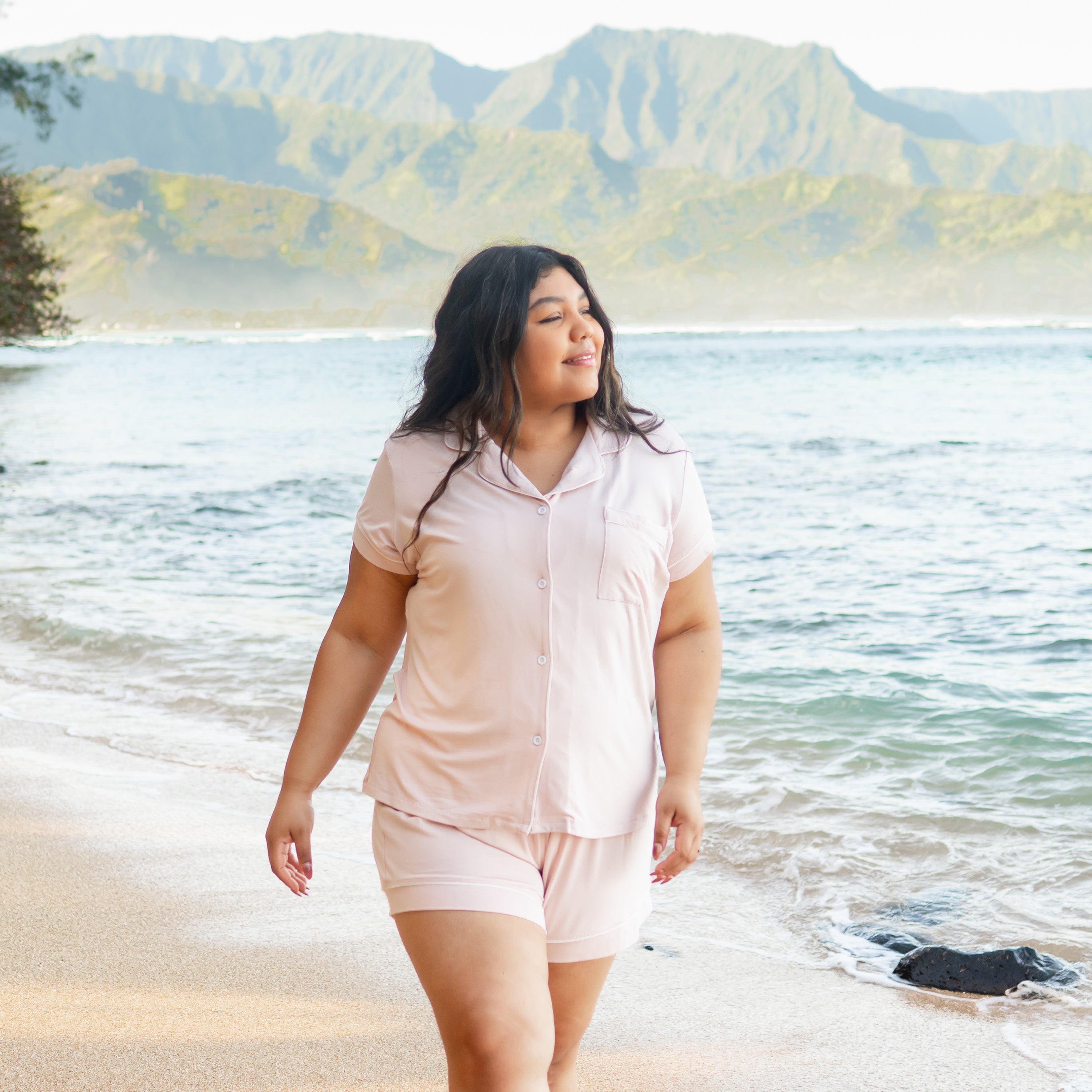  Women’s Short Sleeve Pajama Set in Blush with Cloud Trim、mySite、layawaytickets