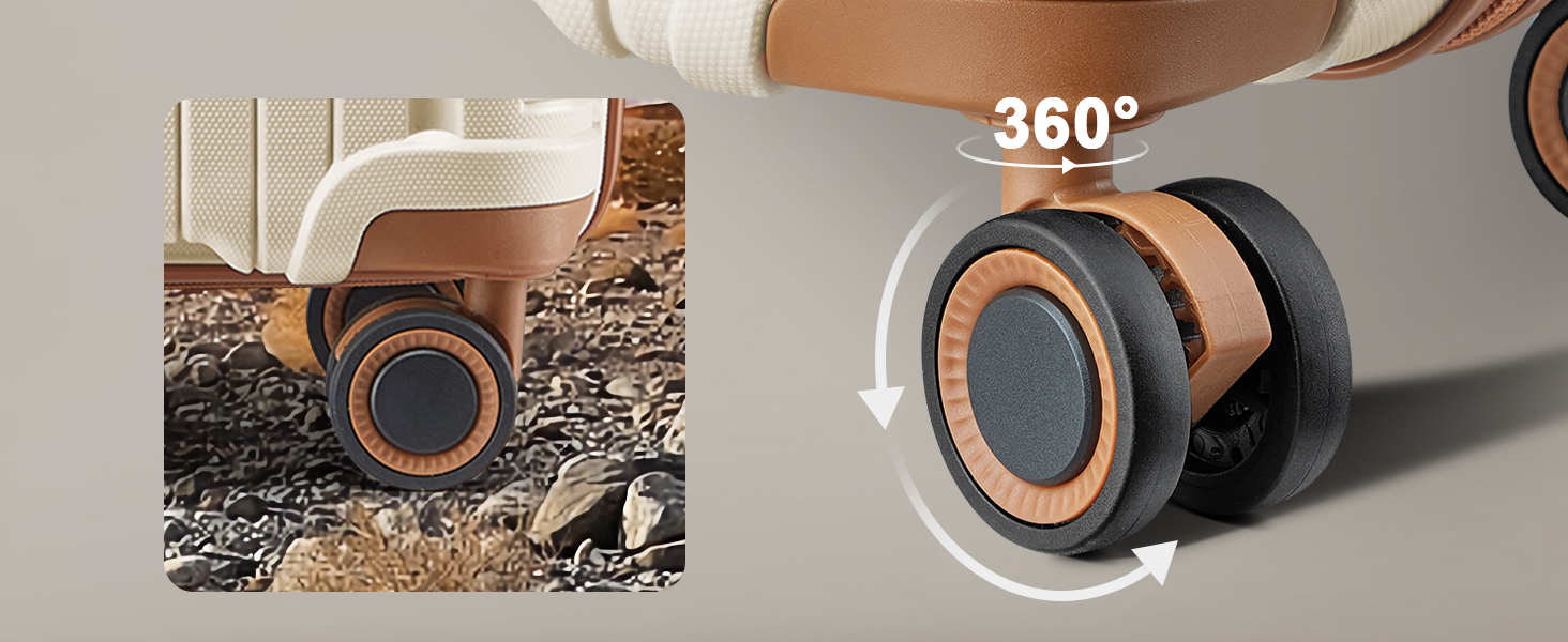 TR015 3 Piece Set Spinner Wheels Beige Brown