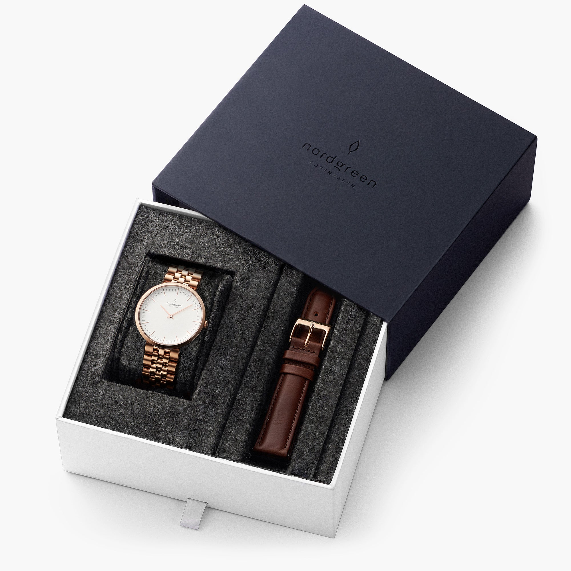 Infinity - BUNDLE White Dial Rose Gold | Rose Gold 5-Link / Brown Leather Straps、mySite、botmansion