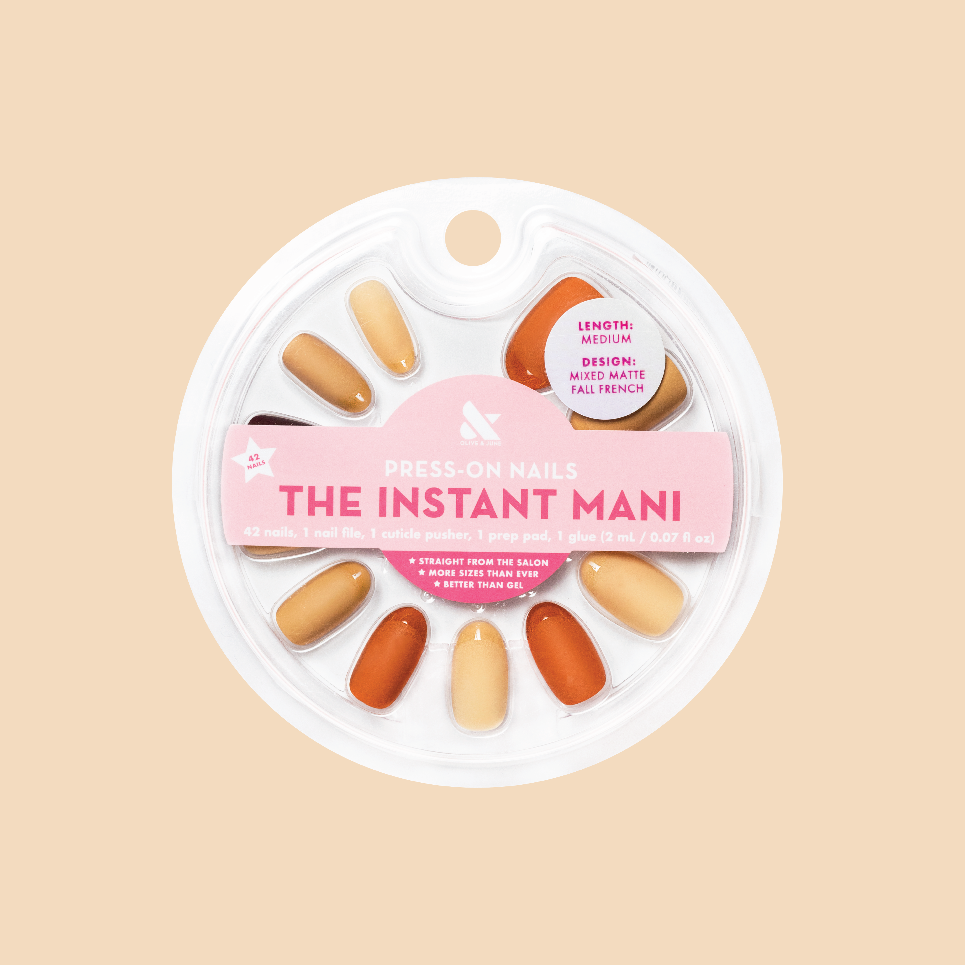 Mixed Matte Fall French - Press-On | Medium | Oval、mySite、solidvoid