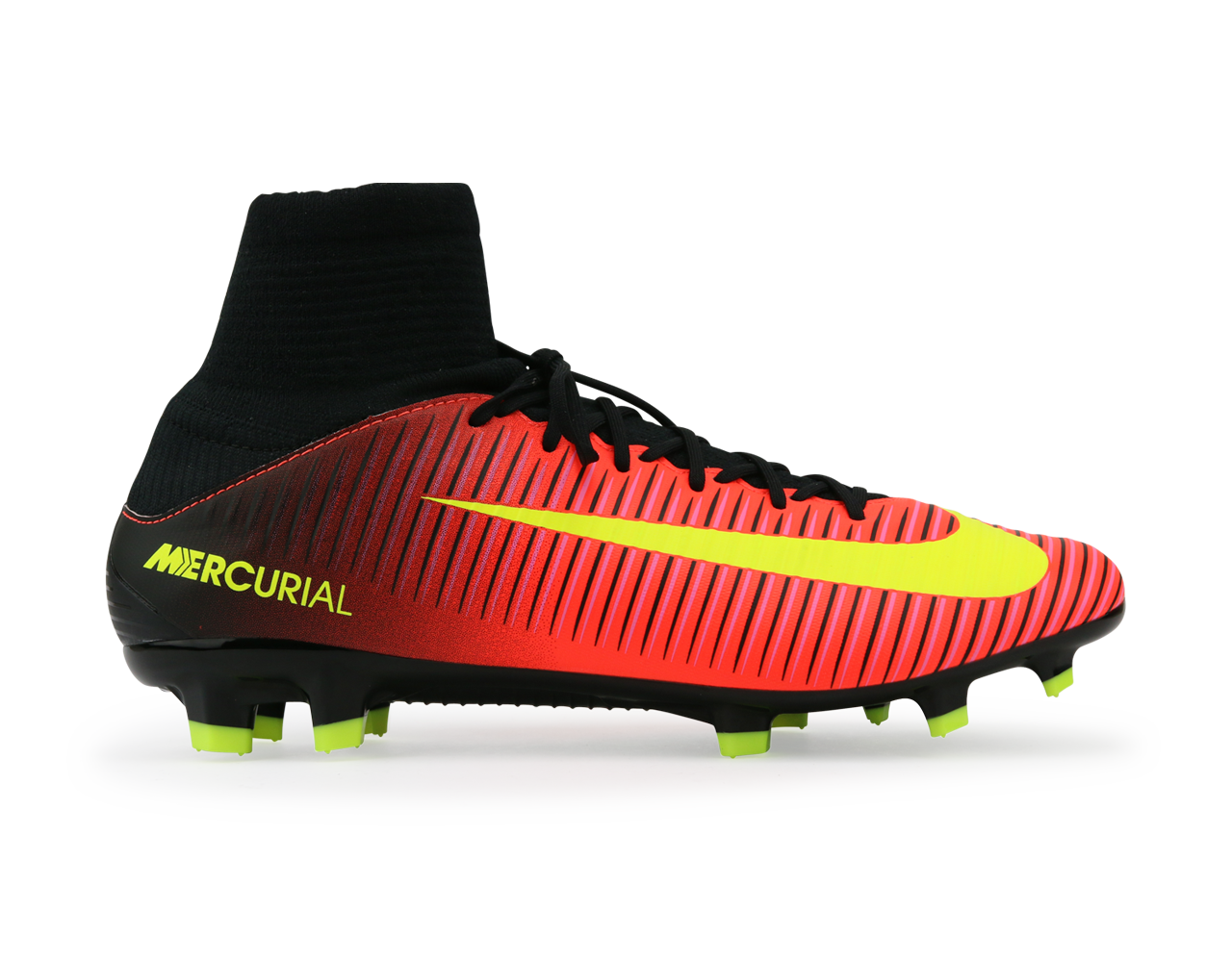 Nike Men's Mercurial Veloce III DF FG Total Crimson/Volt Black/Pink Blast、mySite、noshort
