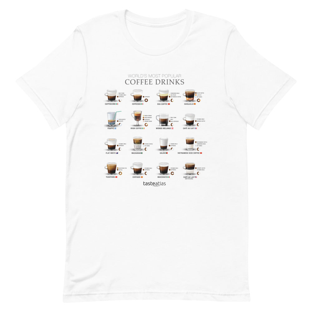 World's Most Popular Coffee Drinks Short-Sleeve Unisex T-Shirt、mySite、camillekostekn