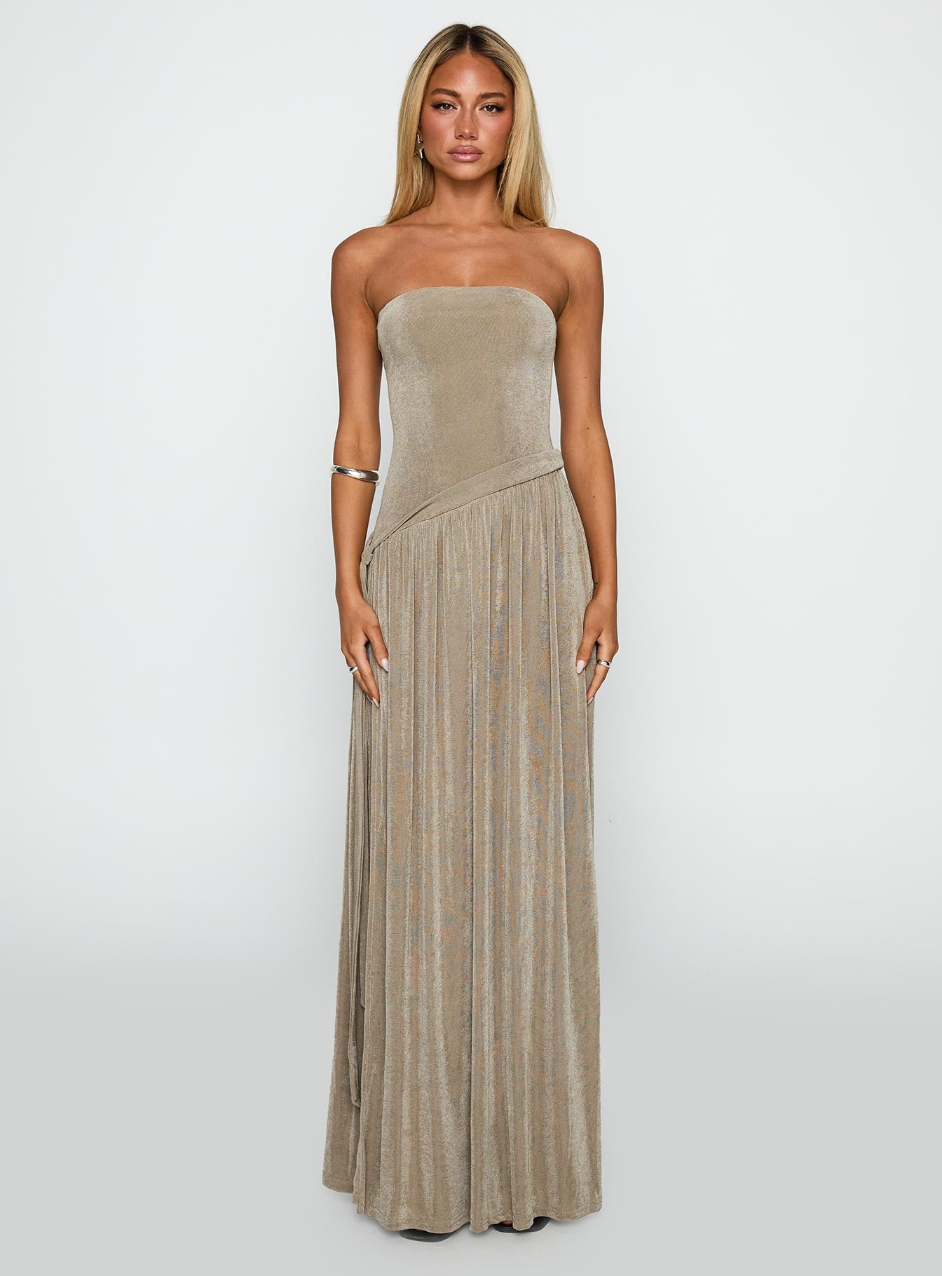Inka Strapless Maxi Dress Taupe、mySite、solidvoid