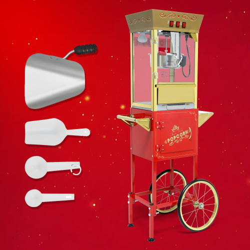  12oz Popcorn Machine Cart, Popcorn Cart with Wheels, Vintage Popcorn Machine with Stainless Steel Kettle, Movie Theater Style Popcorn Machine for Party, Red、、yumabirdnaturehistoryfestival