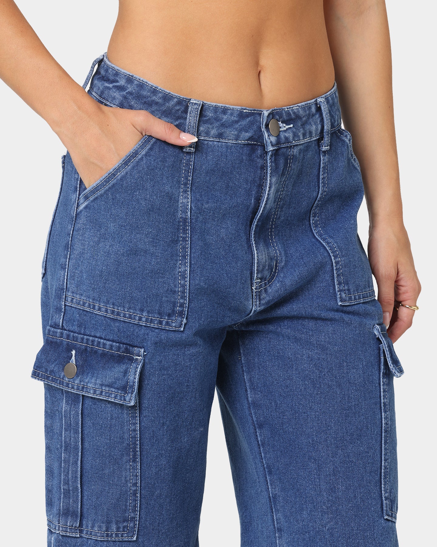 XXIII Women's Poppy Wide Leg Cargo Pants Blue、mySite、zt4zffjzw