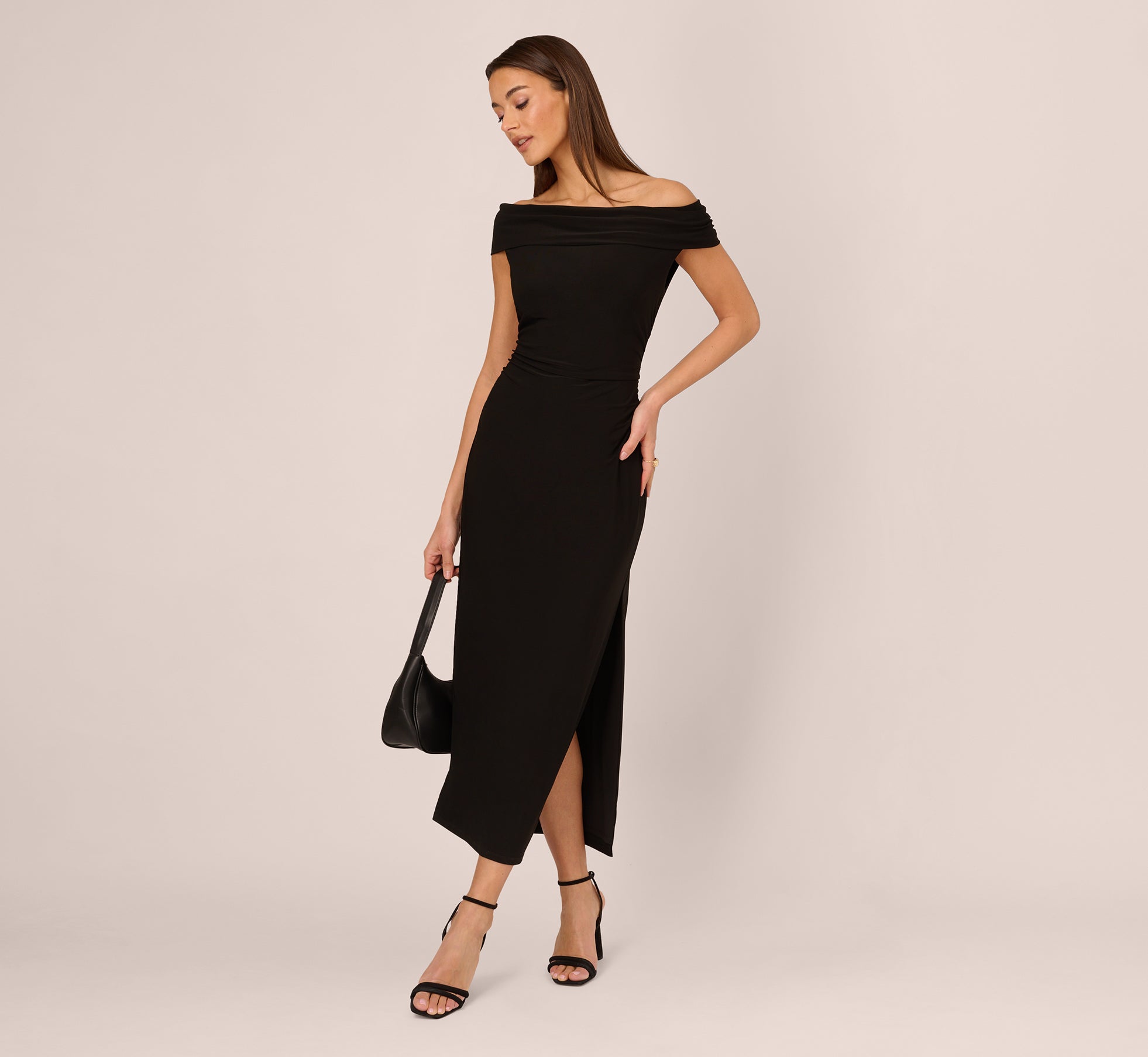 Off The Shoulder Jersey Maxi Dress In Black、mySite、solidvoid