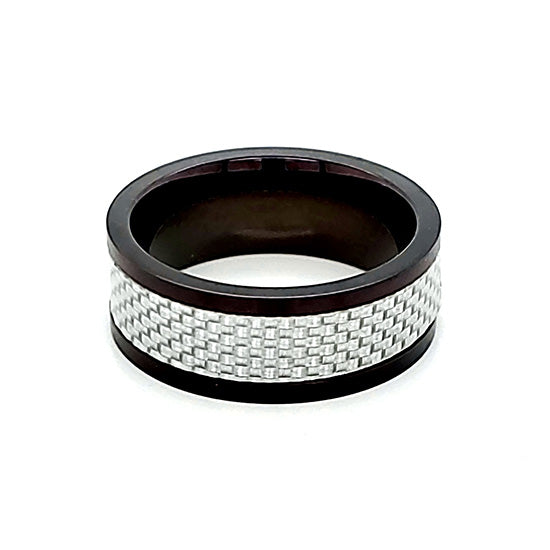 Polished Carbon Inlay Stainless Steel Ring / PRJ2227、mySite、dreamappss
