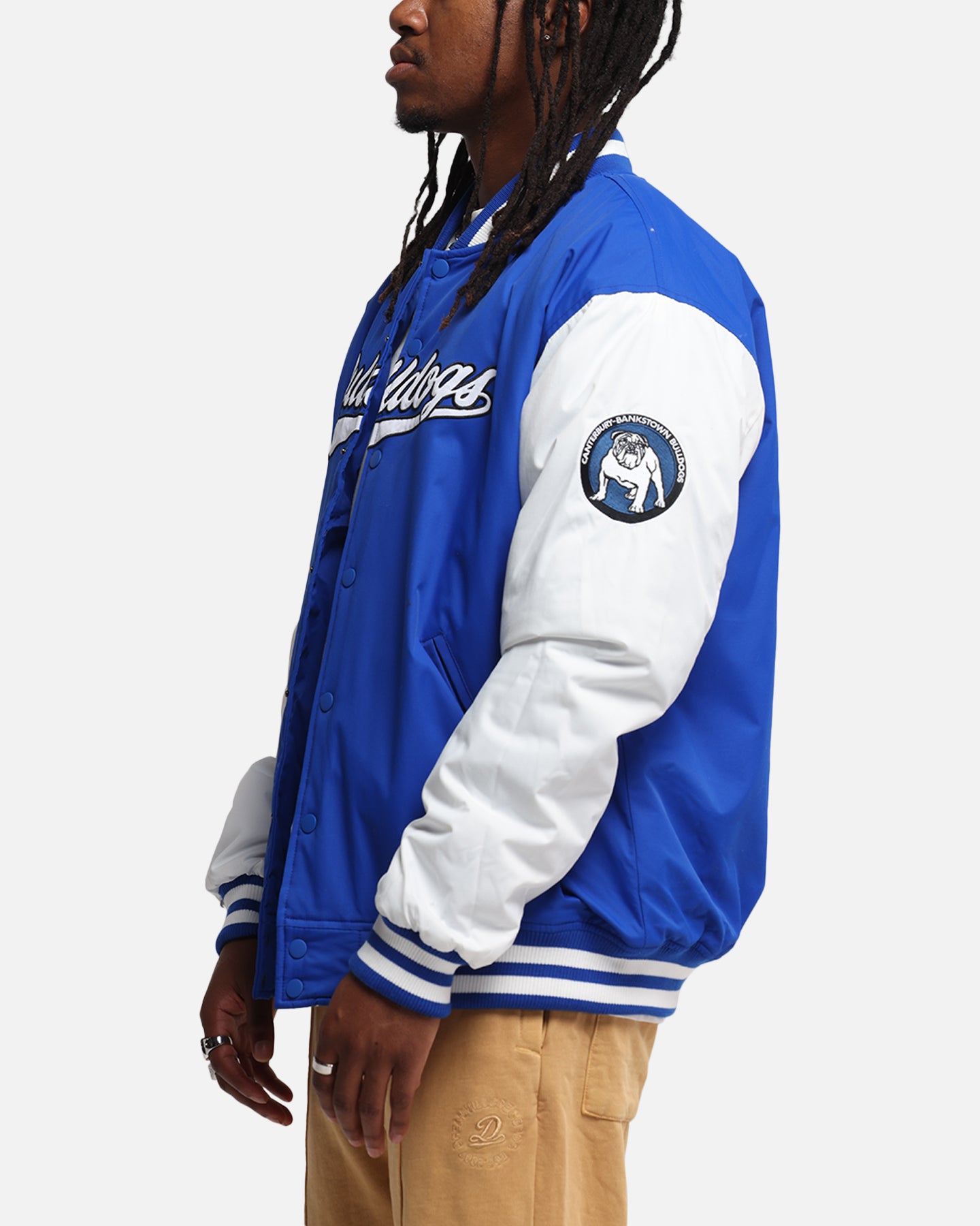 Bleacher Athletic Canterbury-Bankstown Bulldogs NRL 1908 Baseball Varsity Jacket Official Team Colour、mySite、zt4zffjzw