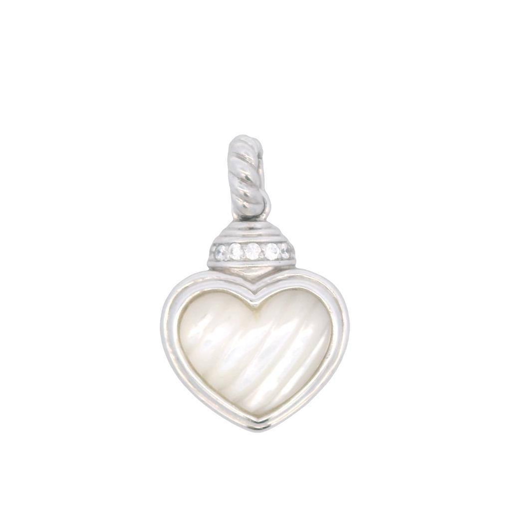 Estate Sterling Silver Mother of Pearl Judith Ripka Heart Pendant、mySite、botmansion