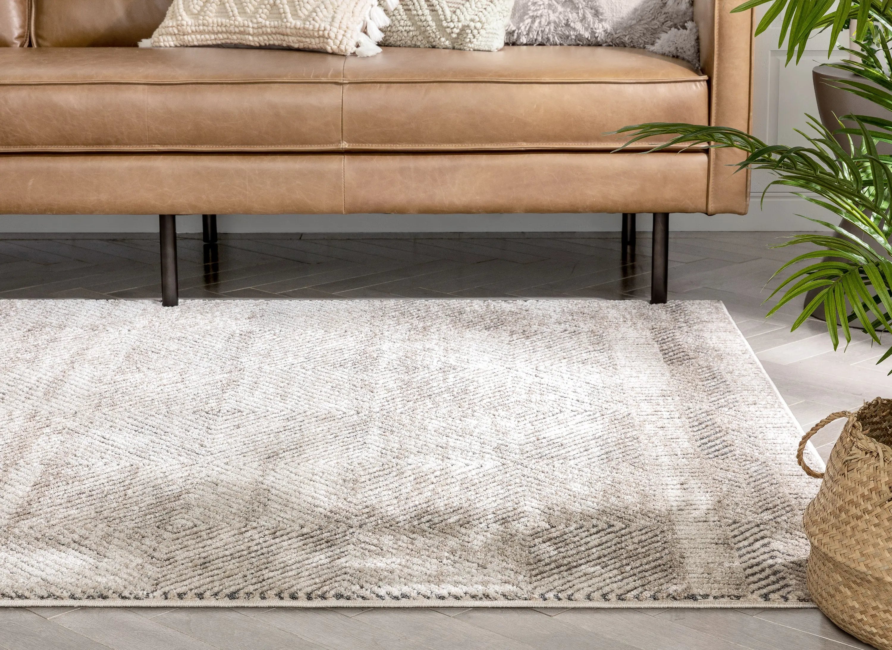 Hugo Tribal Geometric Beige Distressed High-Low Rug、mySite、gigharbornorthrealestate