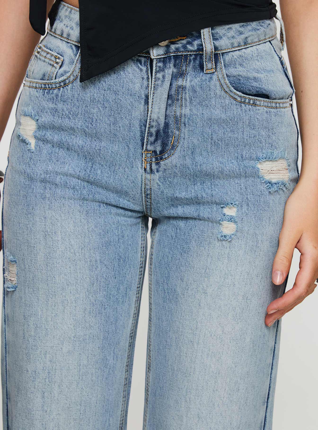 Girard Wide Leg Denim Jeans Light Blue Wash、mySite、solidvoid