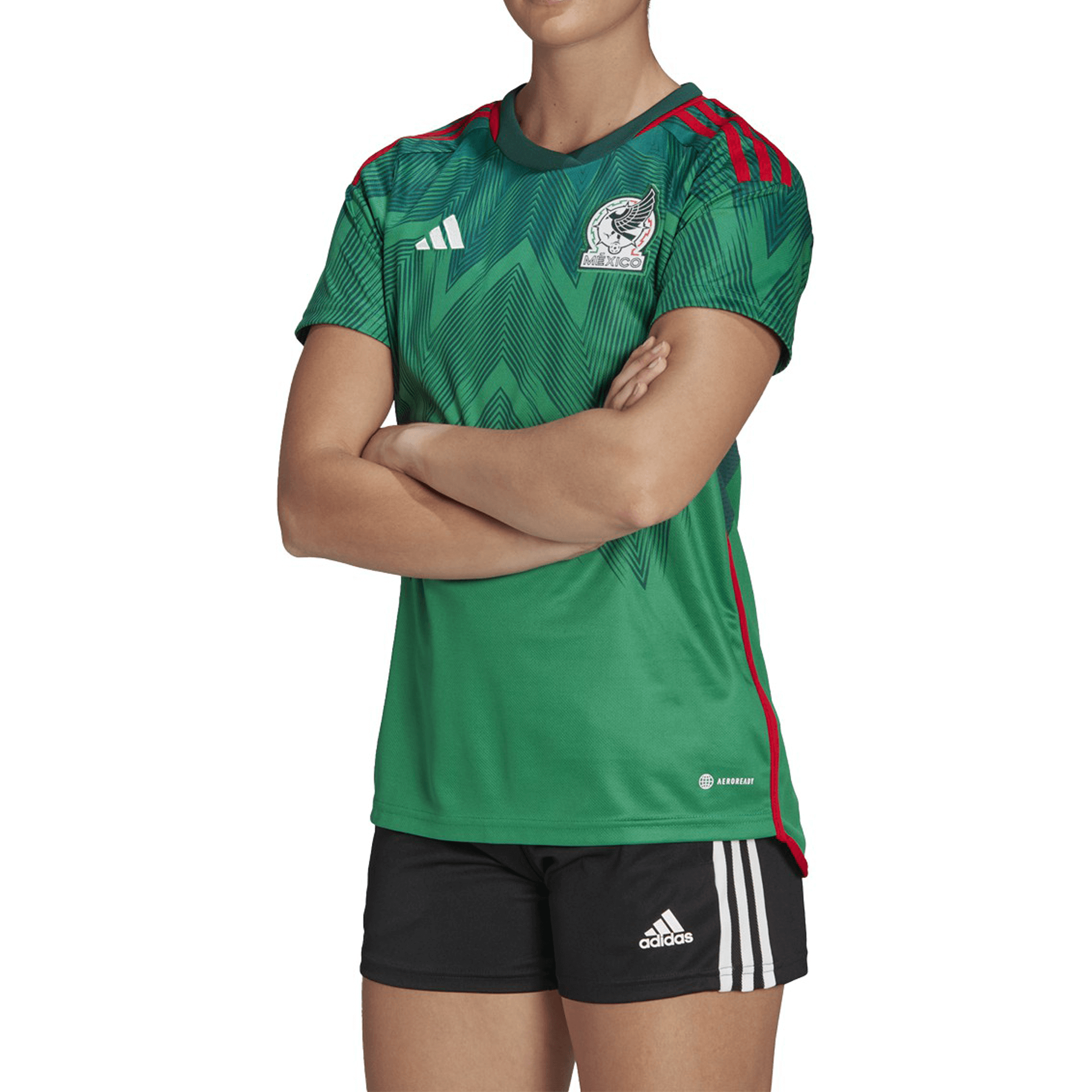 adidas Women's Mexico 2022 Home Jersey Vivid Green/Green、mySite、noshort