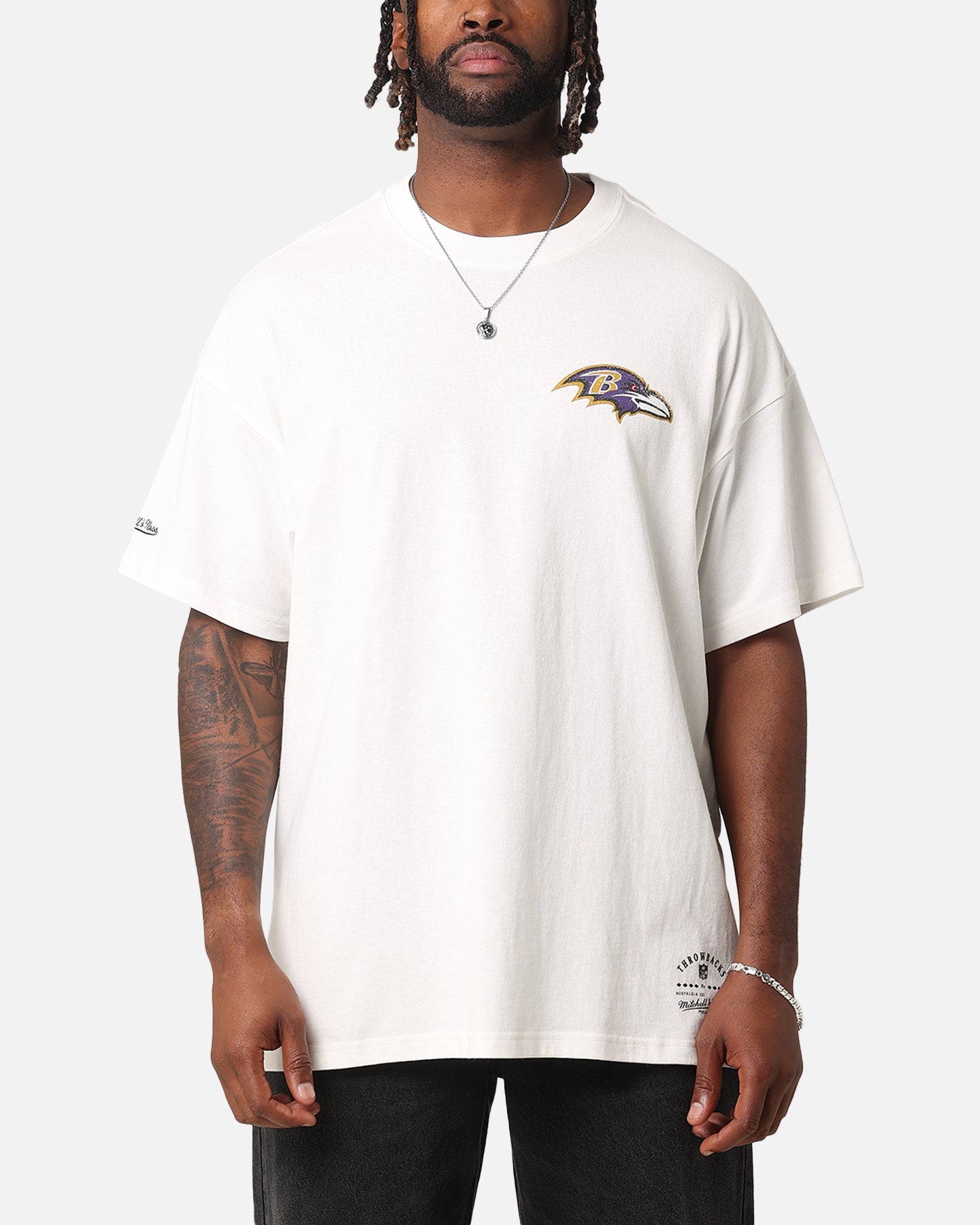 Mitchell & Ness Baltimore Ravens 'Alter Ego' Flames T-Shirt Vintage White、mySite、zt4zffjzw