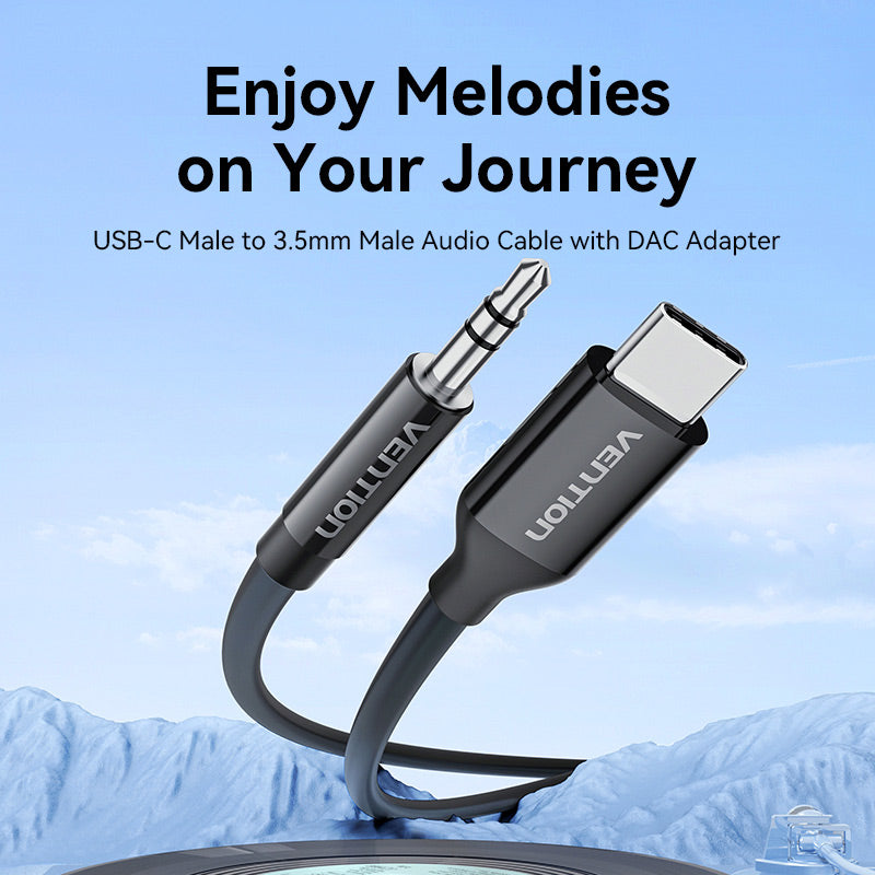 Vention USB-C Male to 3.5mm Male Audio Cable with DAC Adapter ABS Type、mySite、fannypackpong