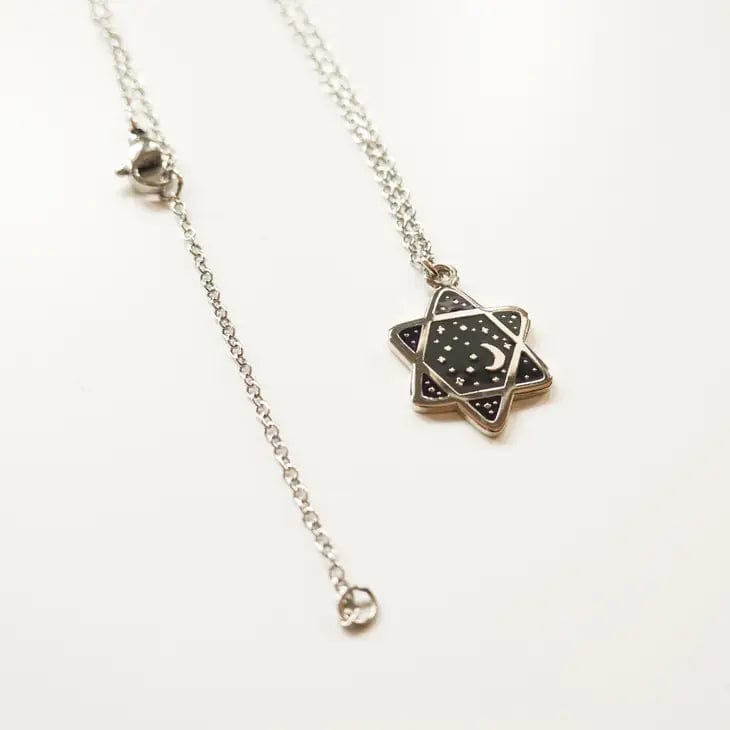 Black Cosmic Star of David Necklace - Silver Plated、mySite、topwebapps