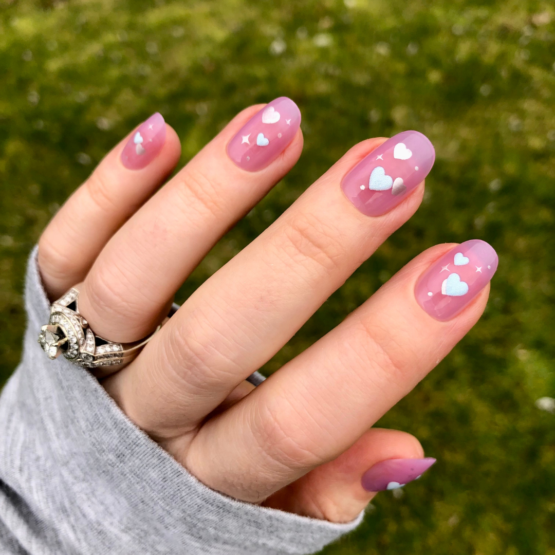 Puffy Hearts - Press-On | Short | Round、mySite、solidvoid