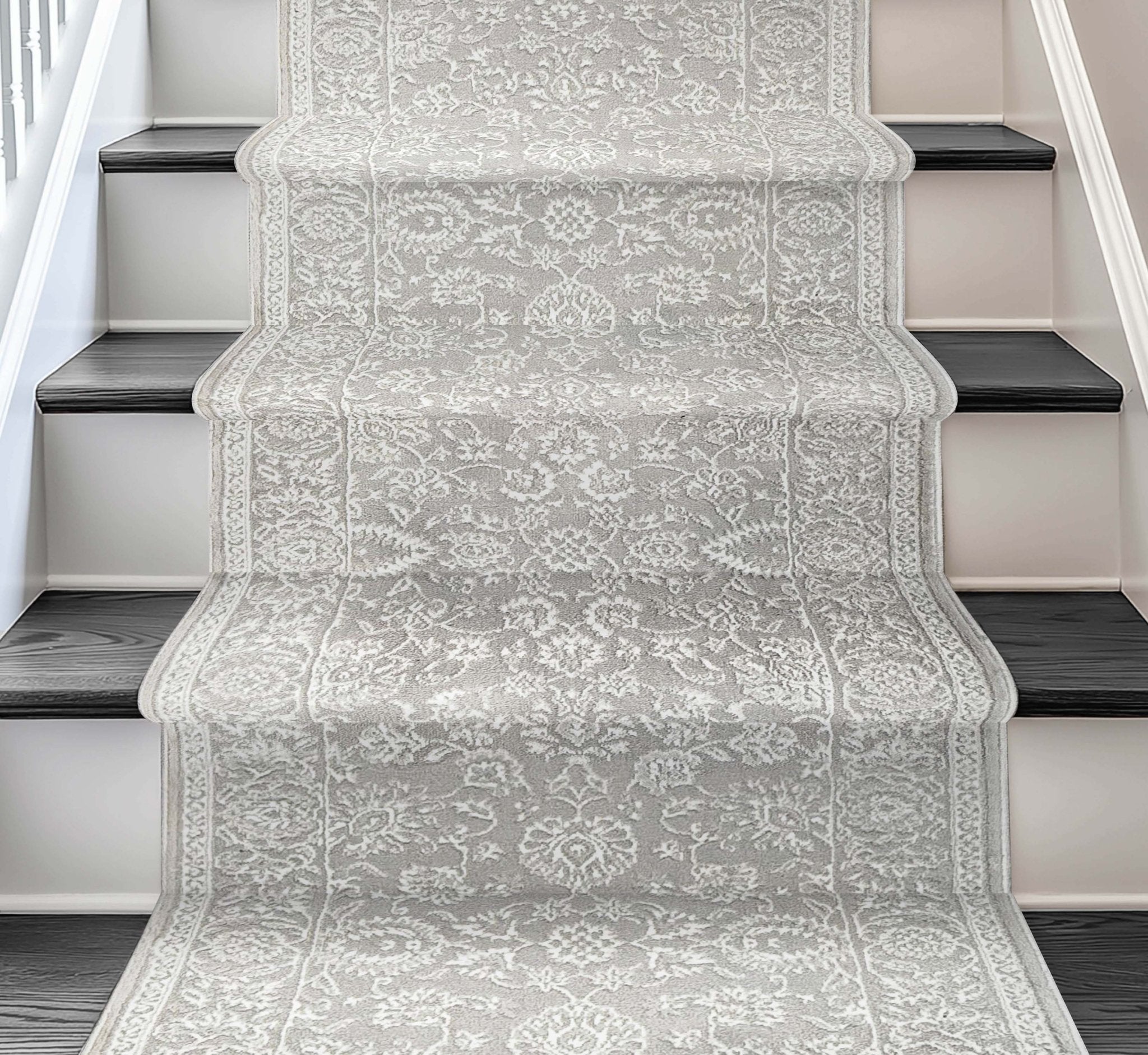 Custom Size Runner Oswin Floral Grey Choose Your Width x Choose Your Length Runner Rug - Perfect For Hallway, Stairs & Kitchen、mySite、gigharbornorthrealestate