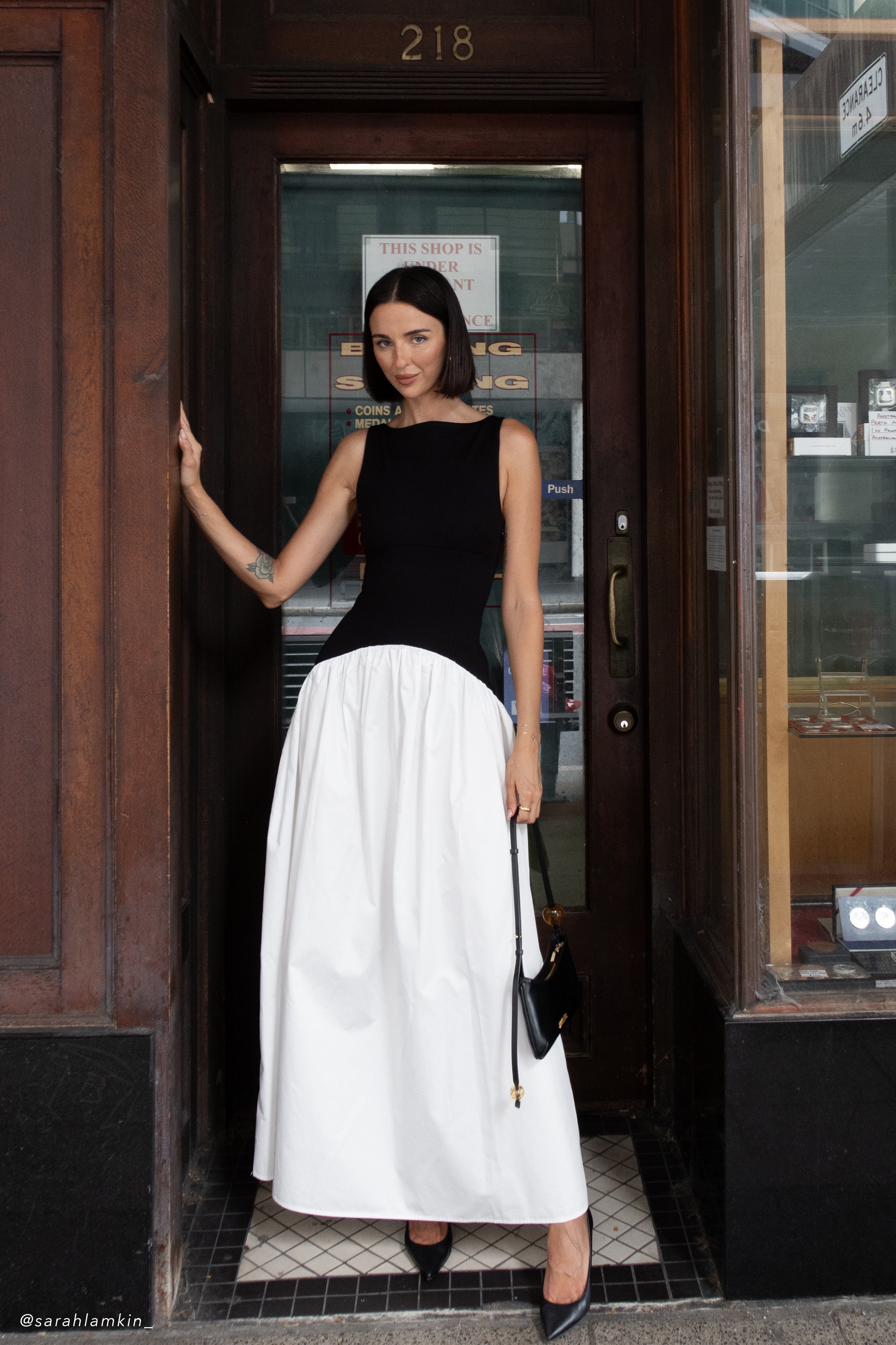 Acacia Contrast Sleeveless Maxi Dress - Black/White、mySite、solidvoid