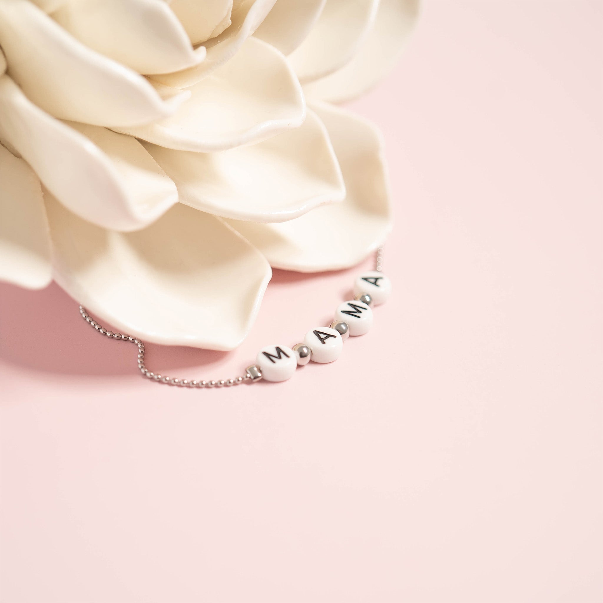 18K gold PVD Stainless Steel Beaded Mama Adjustable Bracelet / BRJ1054、mySite、dreamappss