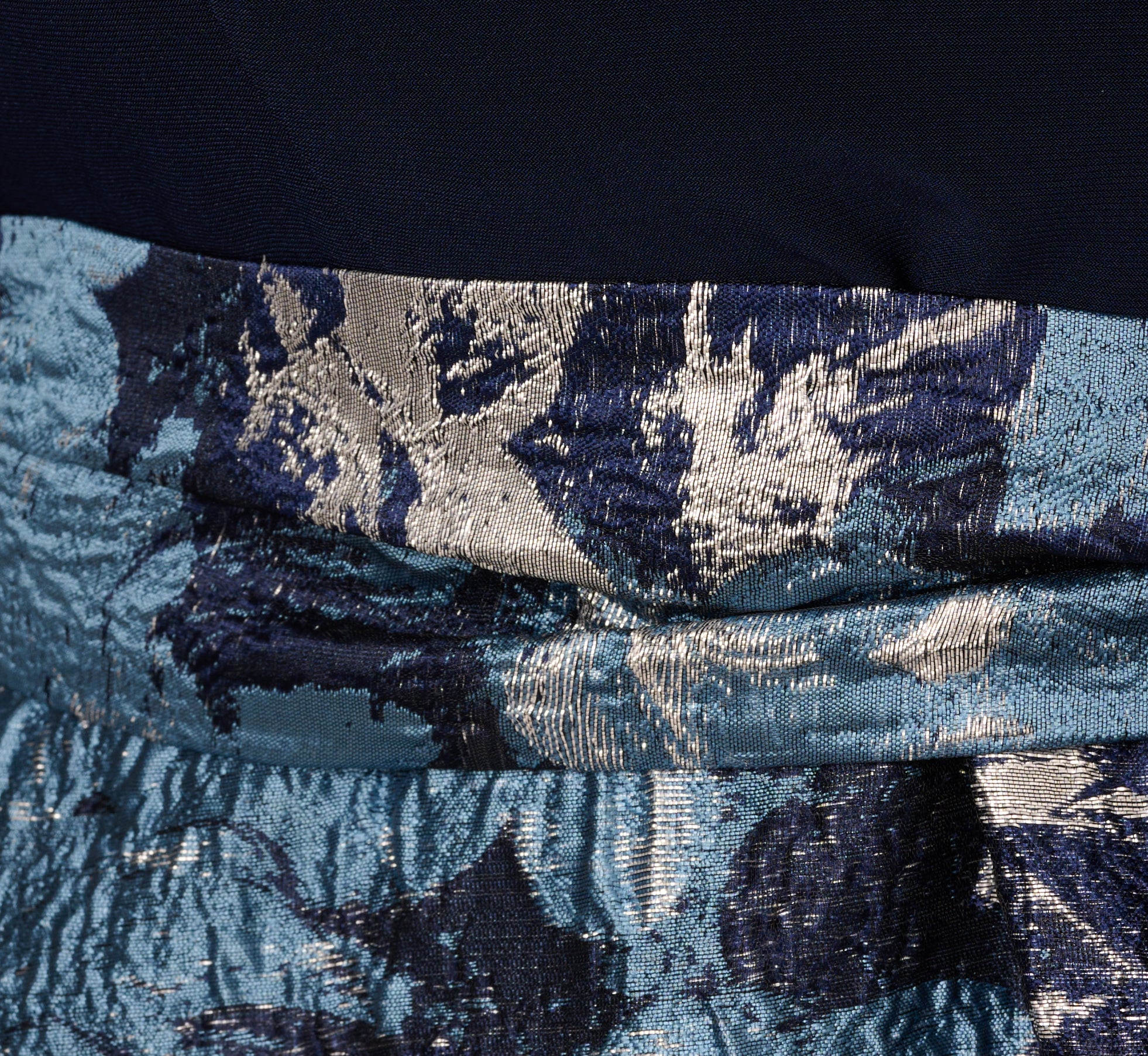 Long Sleeve Tuxedo Jacquard Combo Gown In Midnight Multi、mySite、solidvoid