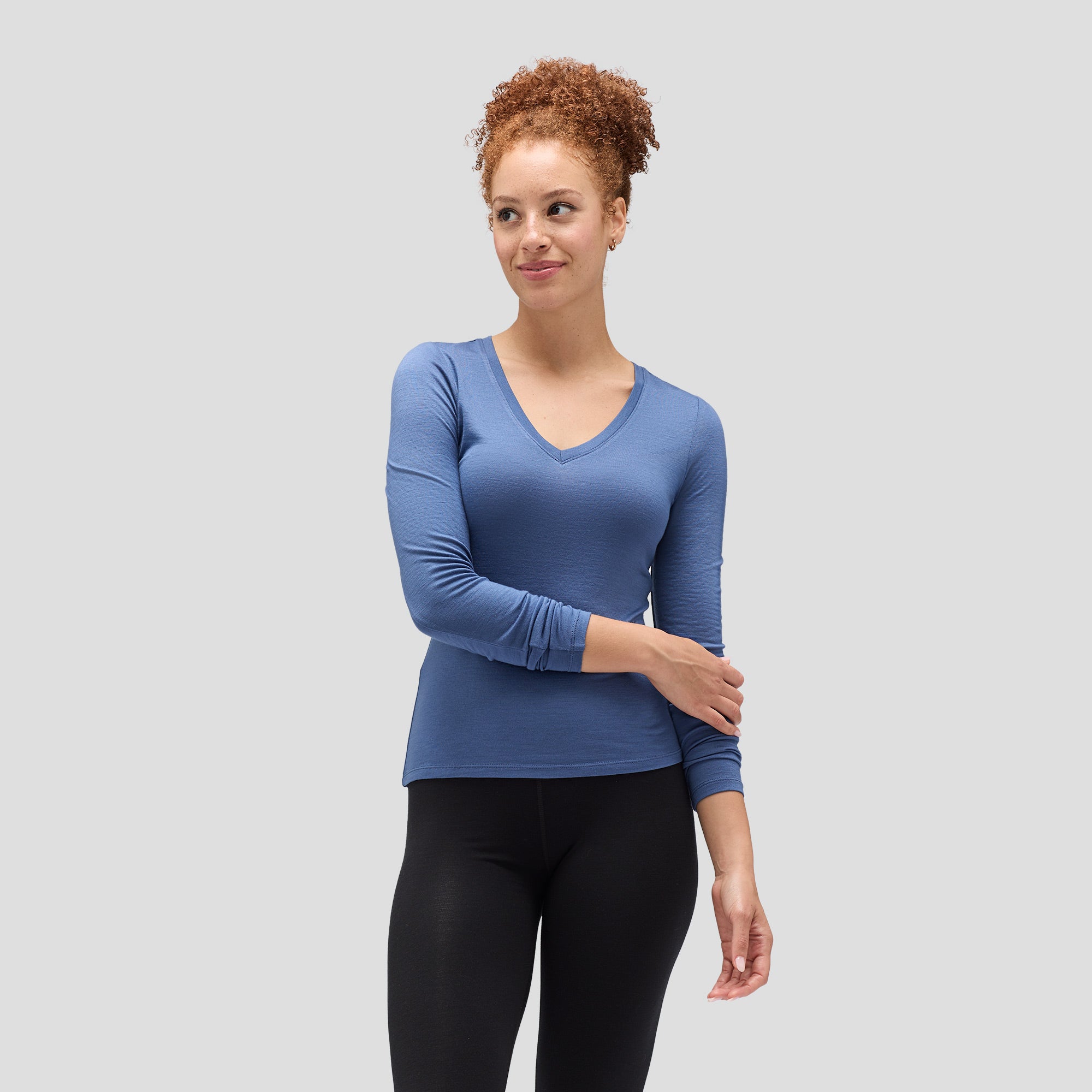 Women's Slim Merino Long Sleeve V-Neck、mySite、noshort