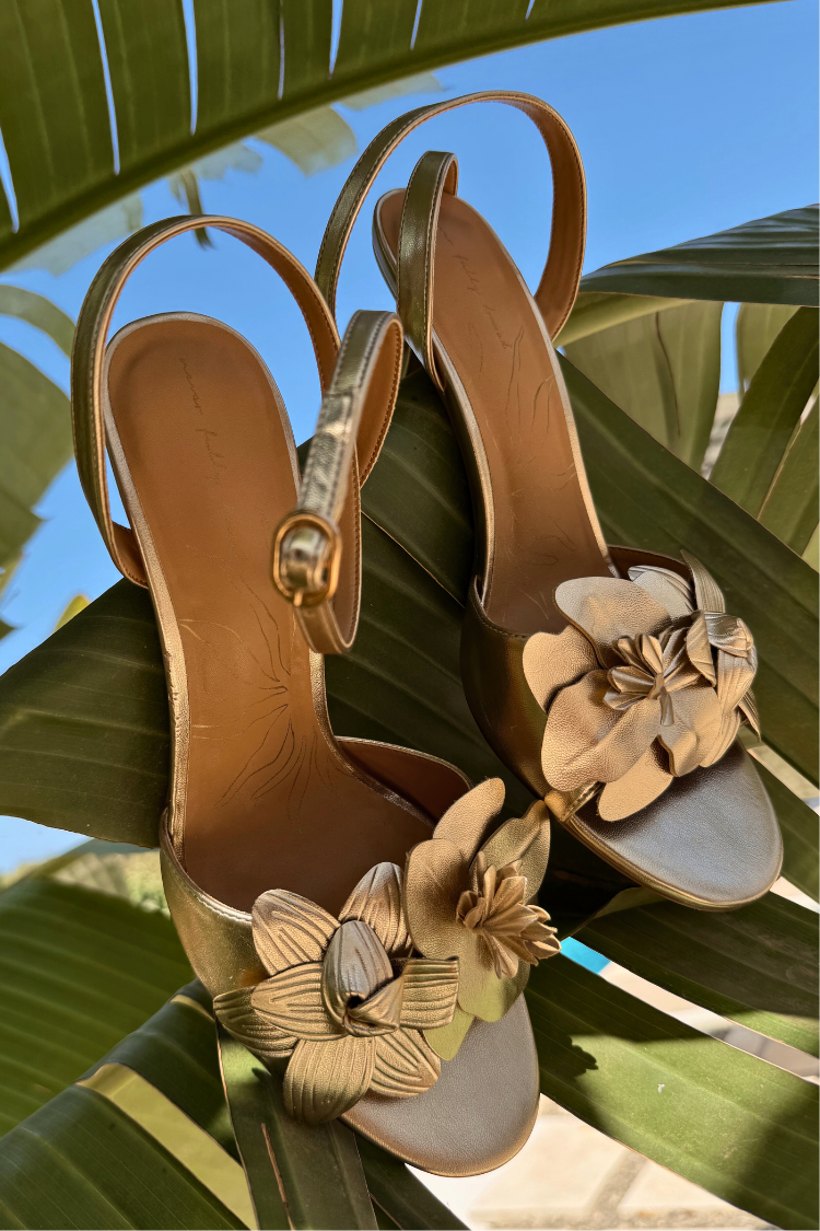 Gold Metallic Flower Heel、mySite、solidvoid