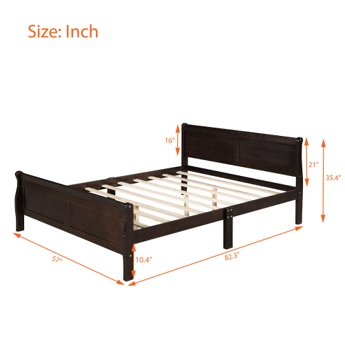 Wood Platform Bed Twin Bed Frame Mattress Foundation Sleigh Bed with Headboard/Footboard/Wood Slat Support、、casual