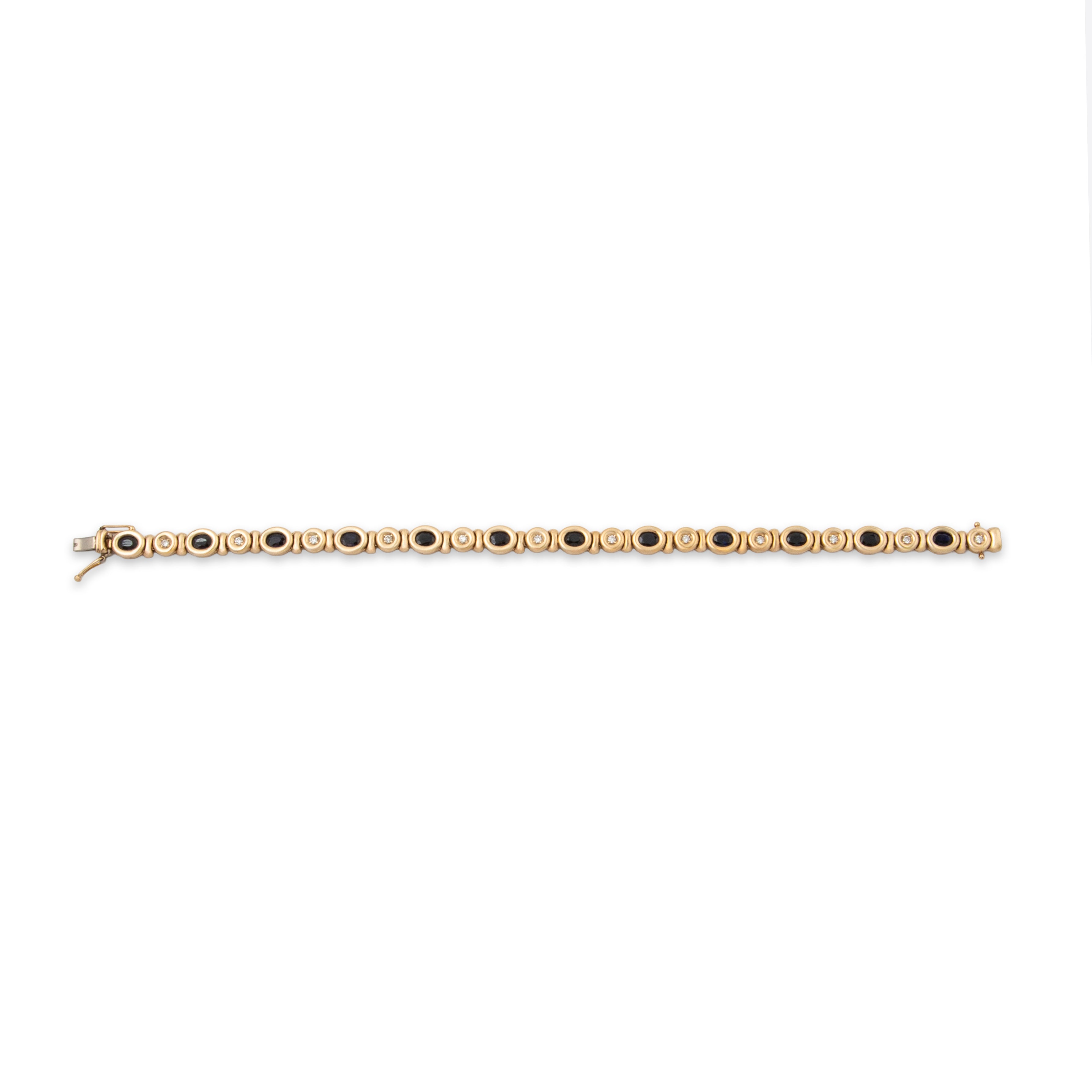 Vintage 14k Yellow Gold 2.4cttw Blue Sapphire Diamond Bezel Tennis Bracelet 7、mySite、hinf8tx79