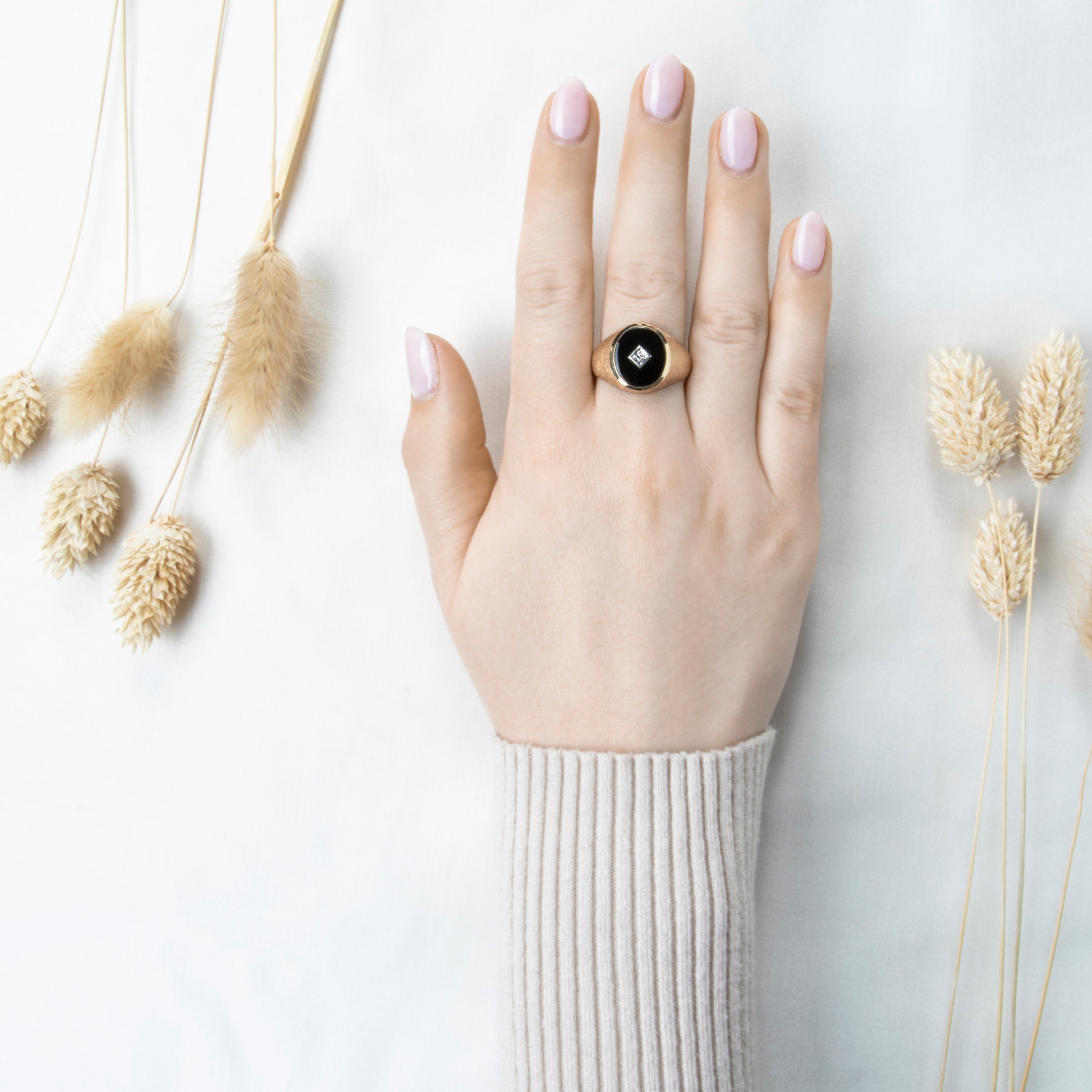 Vintage Heavy 10k Yellow Gold 1.7ct Onyx Diamond Brushed Signet Ring 10.75、mySite、hinf8tx79