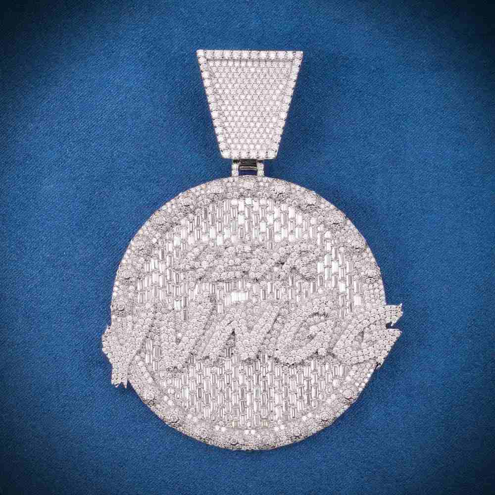 4EVR YVNGG Custom Moissanite Circle Pendant 14K White Gold、mySite、hinf8tx79