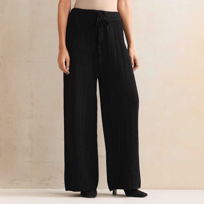 Woolen Solid Flared Pant For Women | Black、mySite、camillekostekn