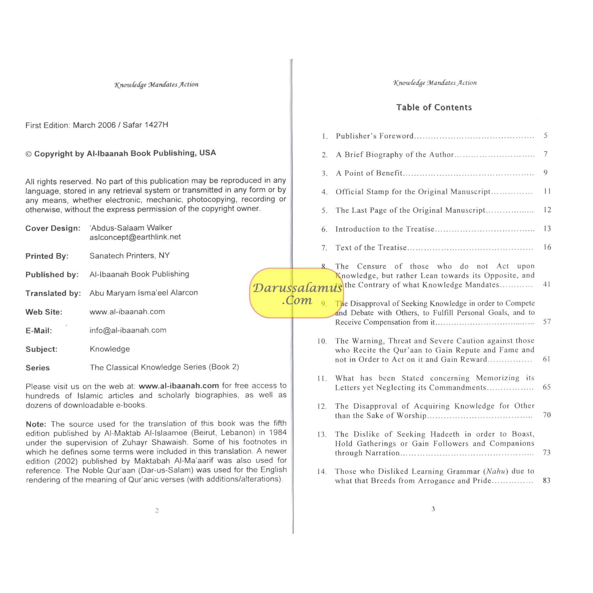 Knowledge Mandates Action By Imaam Al-Khateeb Al-Baghdaadee、mySite、topwebapps