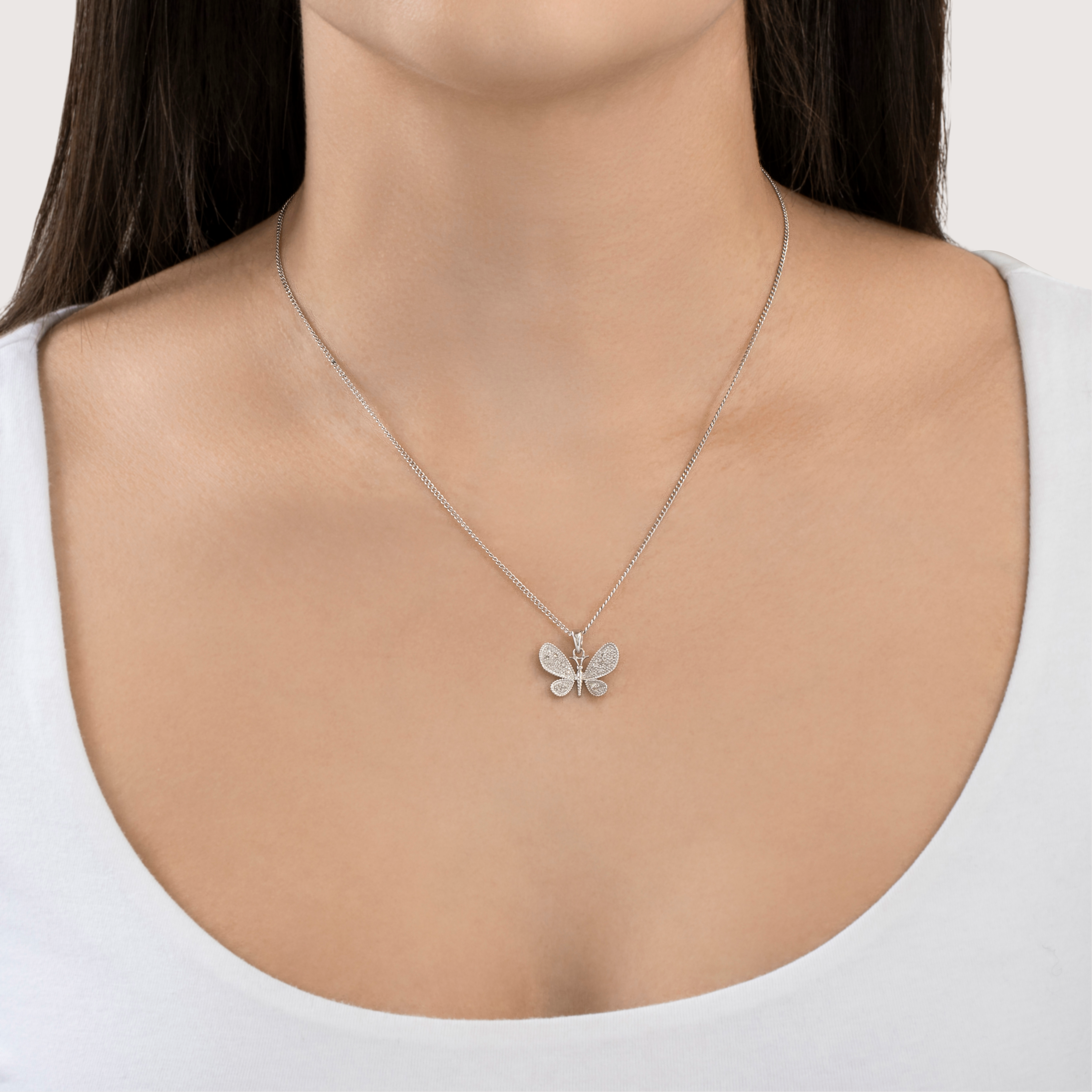 Vintage 14k White Gold Diamond Butterfly Pendant、mySite、hinf8tx79