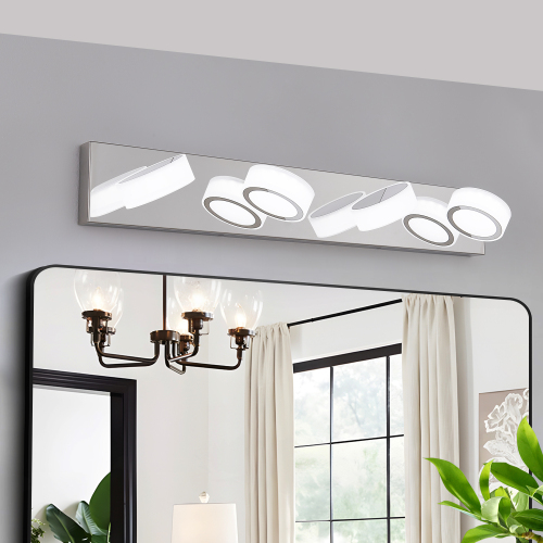 (Same as W1340110595/L2010) 45" Modern 6-Light LED Vanity Light, Sleek Black Bathroom Wall Light Fixture for Mirror, Shower, and Bathroom Decor、、eastwooduniform