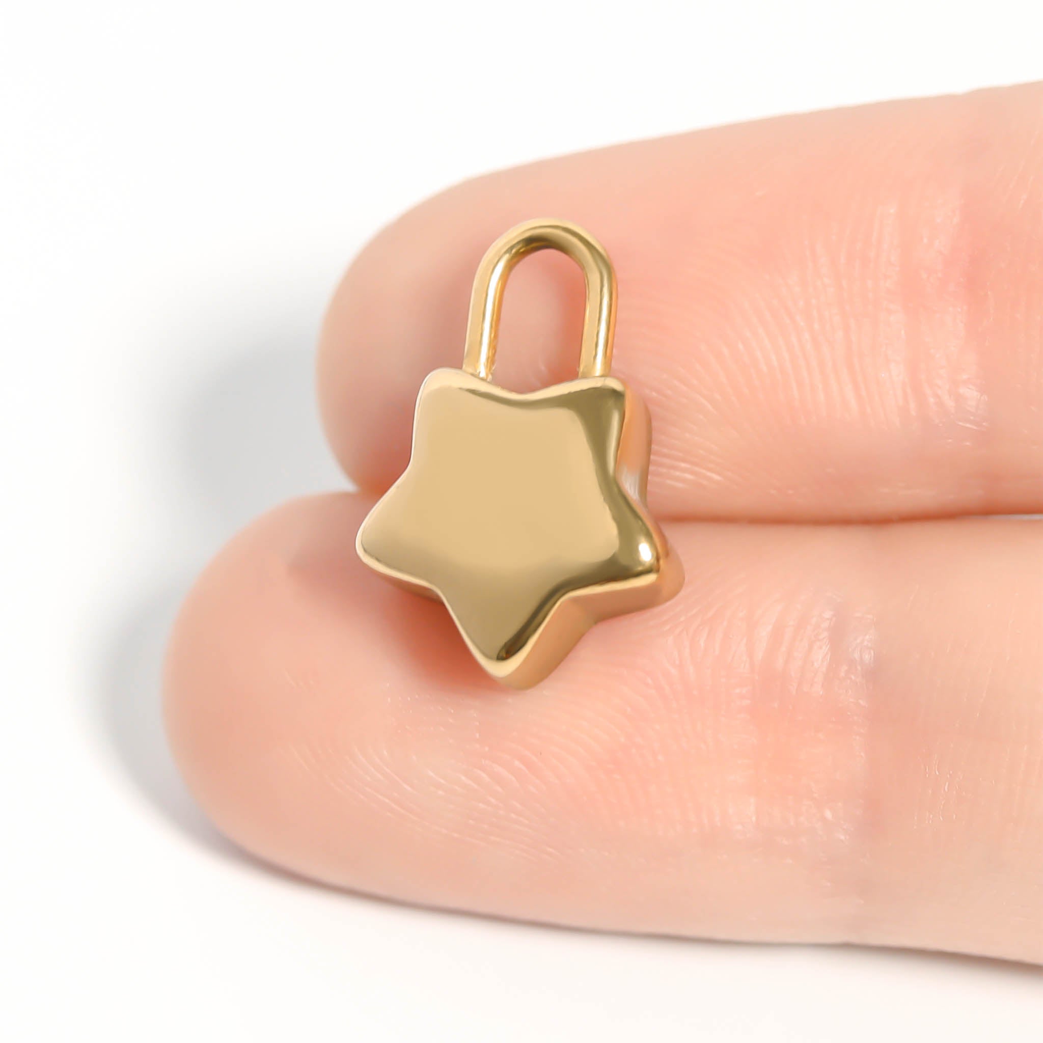 18K Gold PVD Stainless Steel Star Padlock Charm / PDL0108、mySite、dreamappss