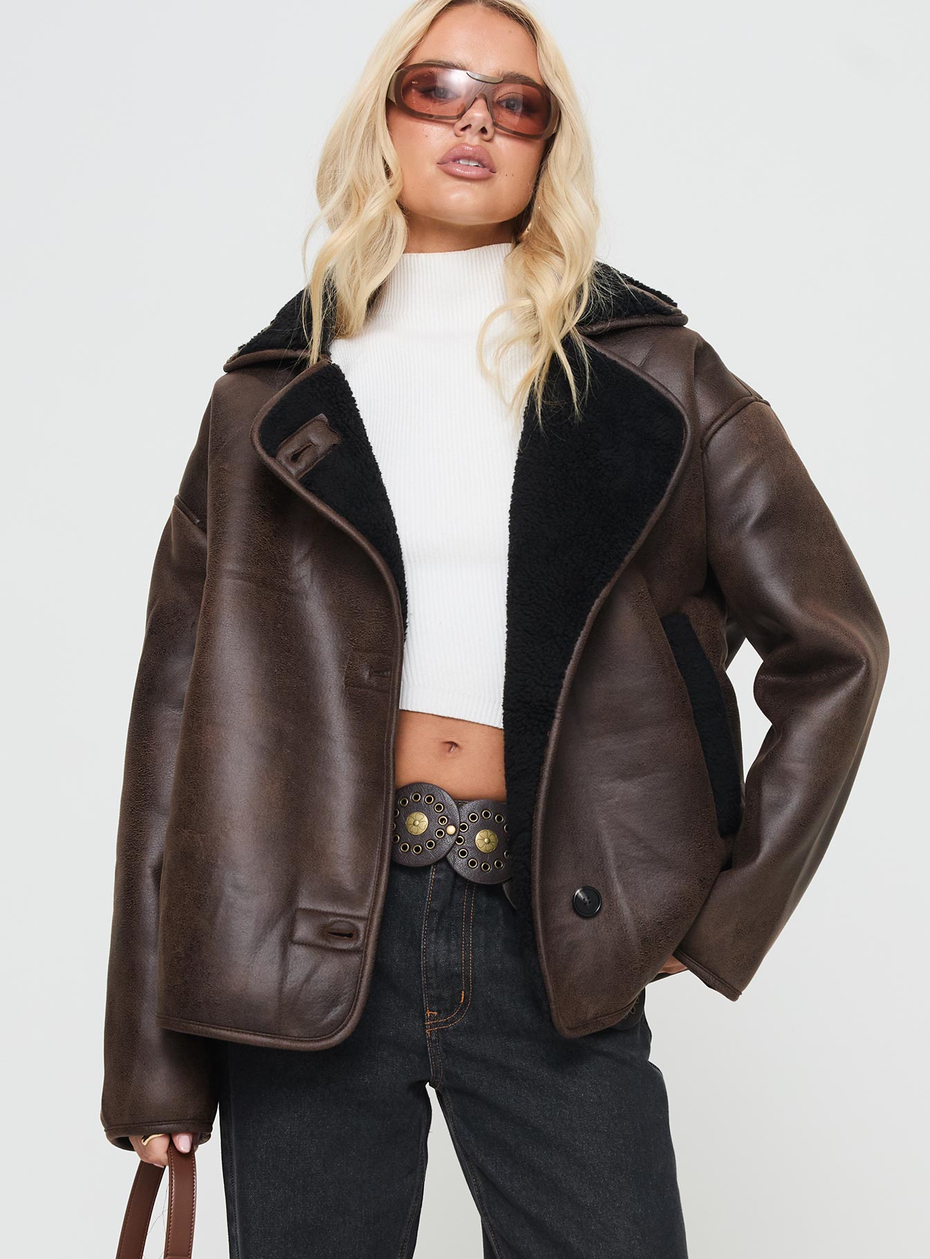 Nunez Faux Leather Jacket Washed Brown / Black、mySite、solidvoid