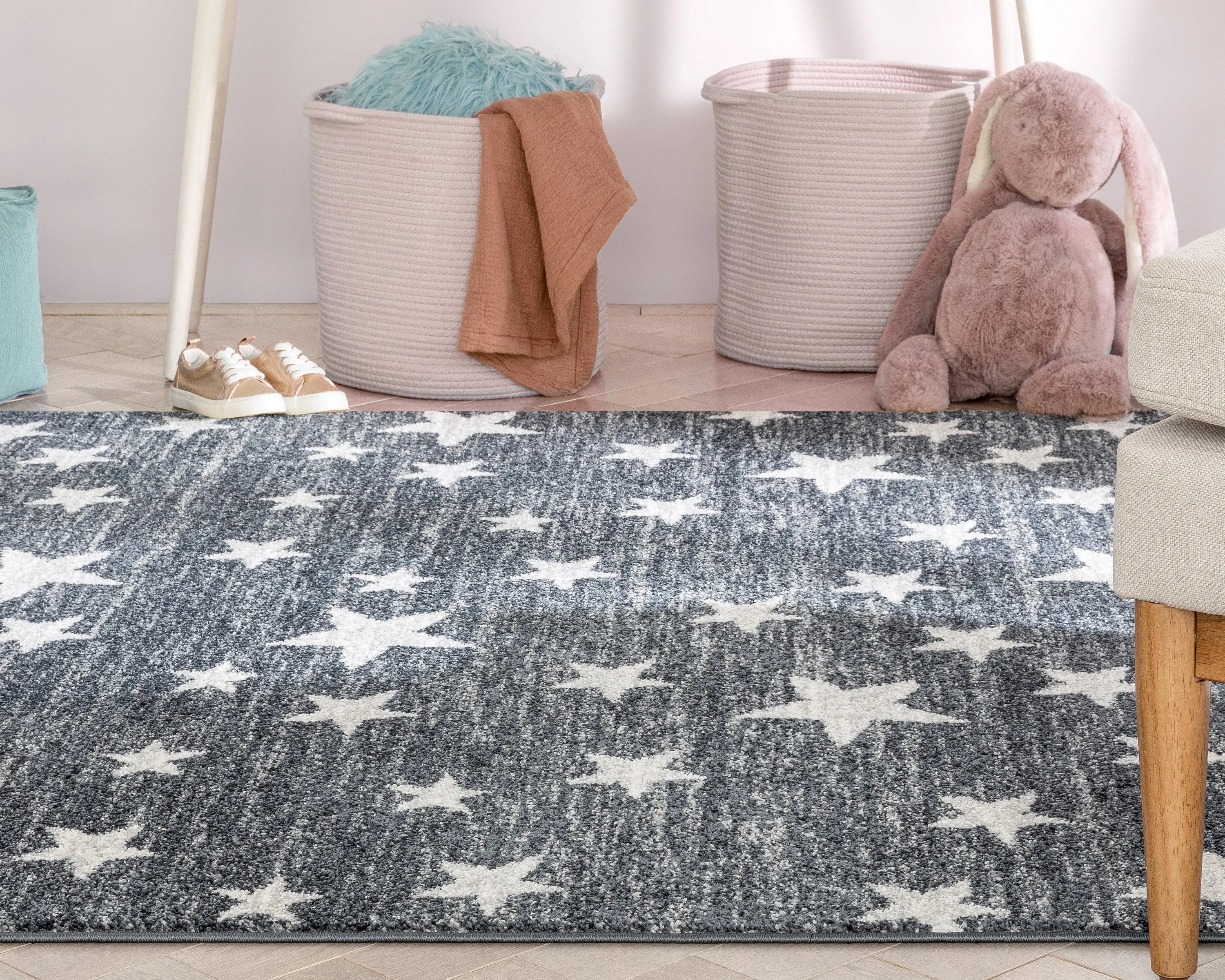 Stars Modern Geometric Grey Kids Rug、mySite、gigharbornorthrealestate