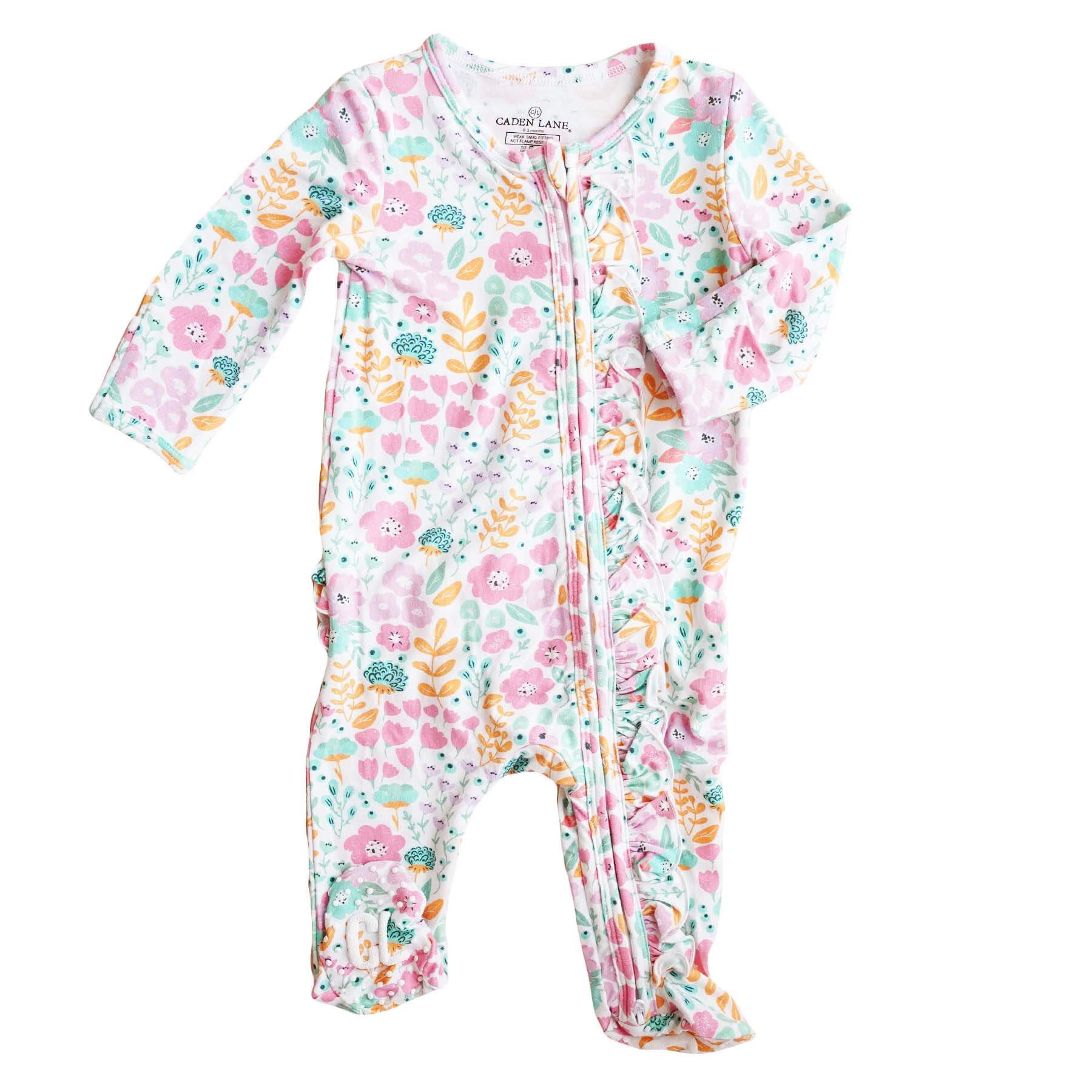  Willow's Whimsy Floral Ruffle Zipper Footie、mySite、layawaytickets