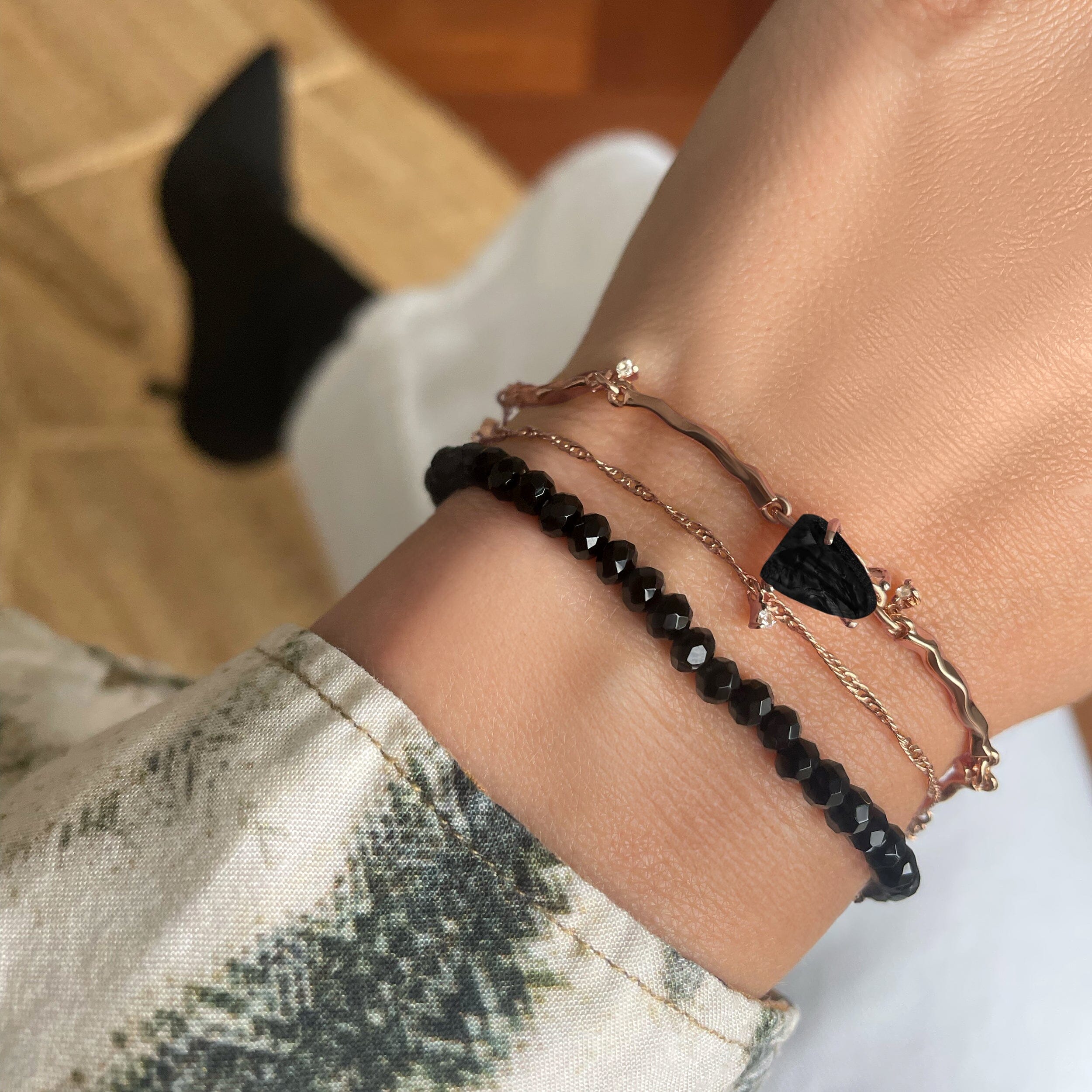 Black Obsidian Bracelet Stack - Flowing Strength、mySite、hinf8tx79