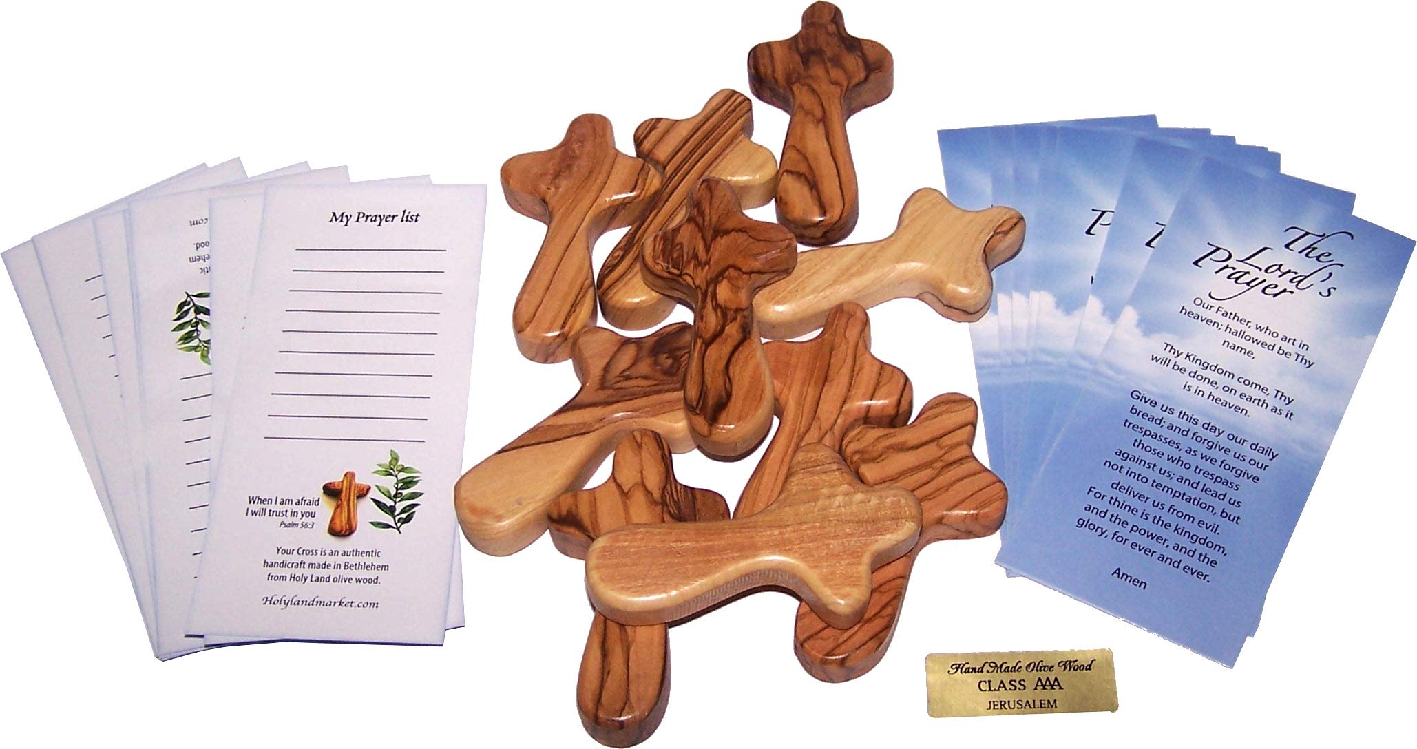 Holy Land Market Small Olive Wood Pocket / Holding Crosses With Certificates (2.5 Inches)、mySite、topwebapps