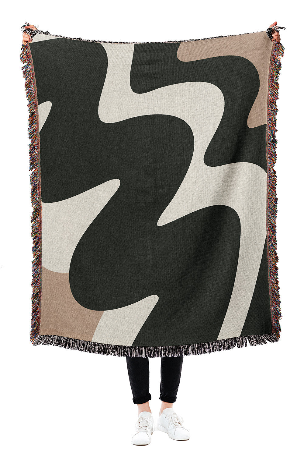 Black and White Zig Zag Cotton Woven Throw Blanket、mySite、gigharbornorthrealestate