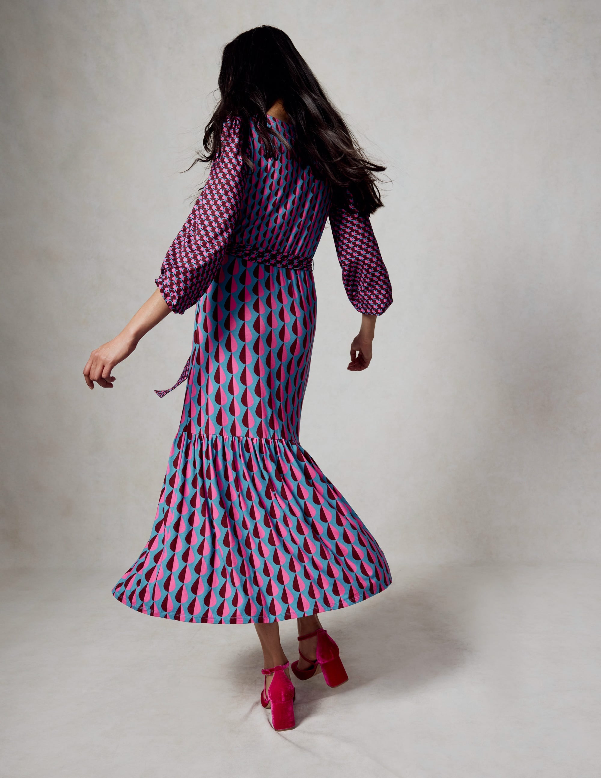  Ophelia Wrap Midi Jersey Dress-Multi, Raindrop Geo、mySite、ashleygrahame