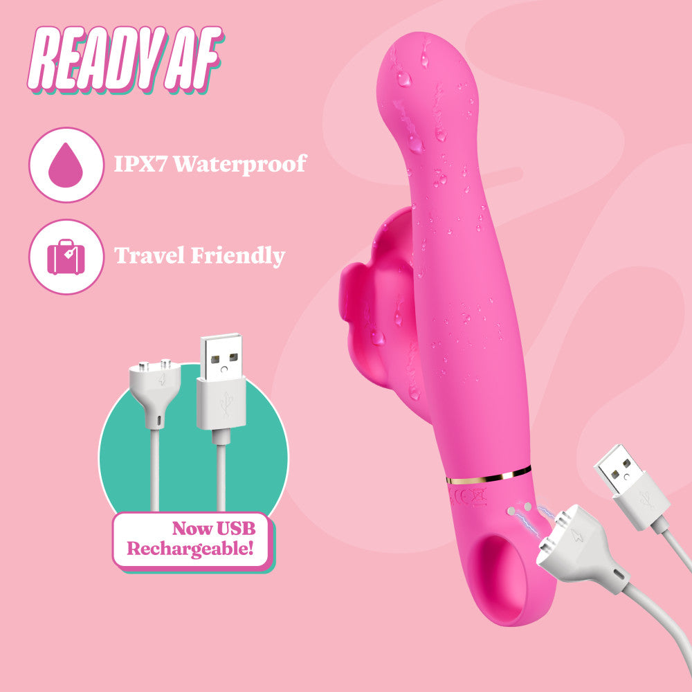 Aria by Blush® | Naughty AF 8 Inch Clitoral G-Spot Dual Stimulation Rechargeable Silicone Vibrator – In Pink、mySite、bottomscart