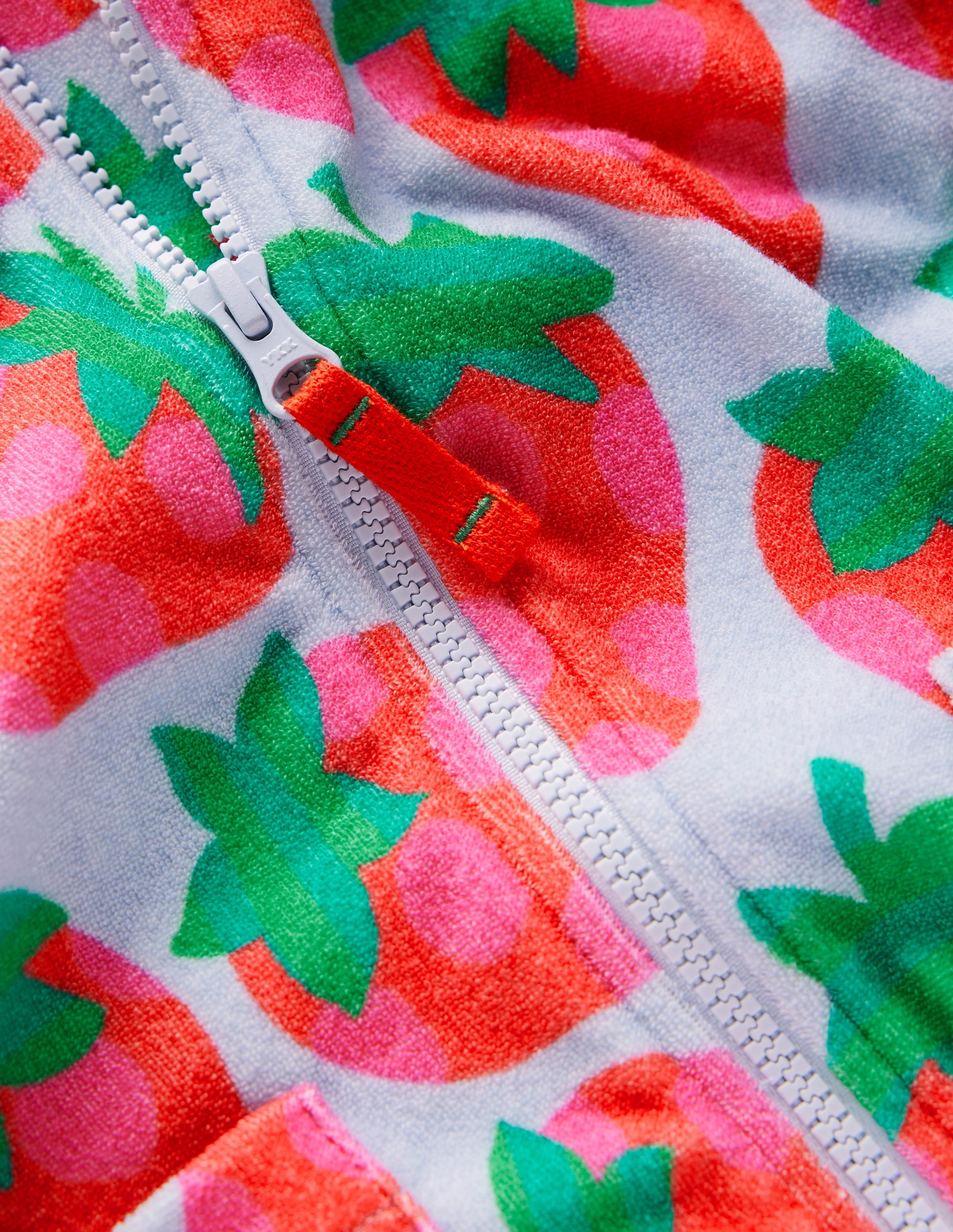  Zip-Through Towelling Hoodie-Misty Blue Strawberry、mySite、ashleygrahame