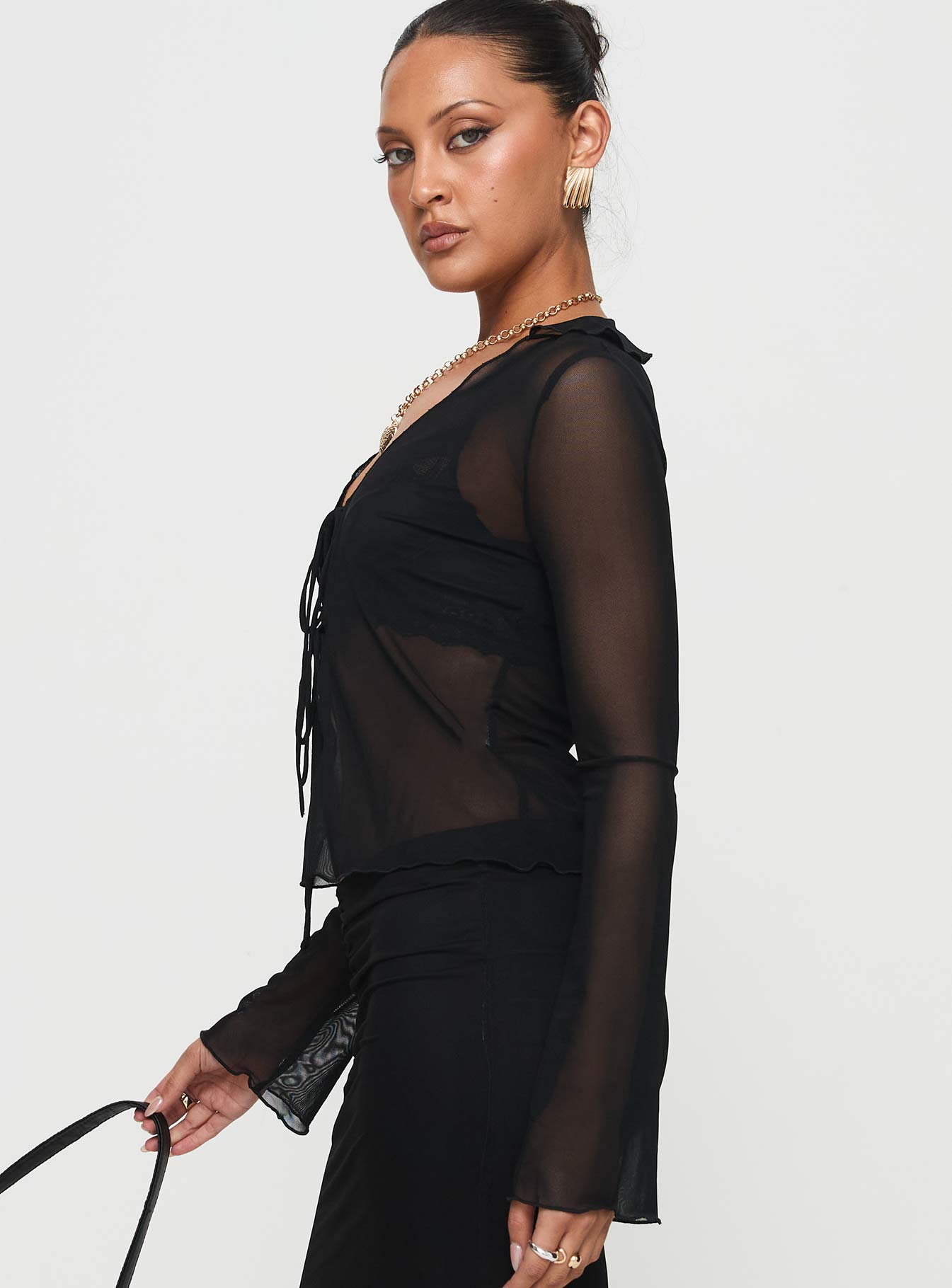 Thalassia Long Sleeve Top Black、mySite、solidvoid