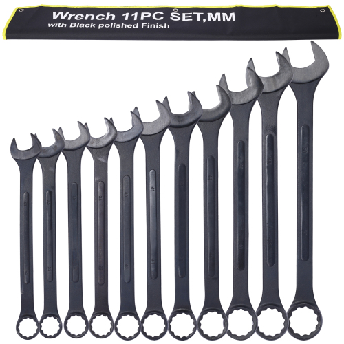 Jumbo Combination Wrench Set extra large, Metric, 11-piece, 34 to 50mm,Black Oxide, with Pouch、、eastwooduniform